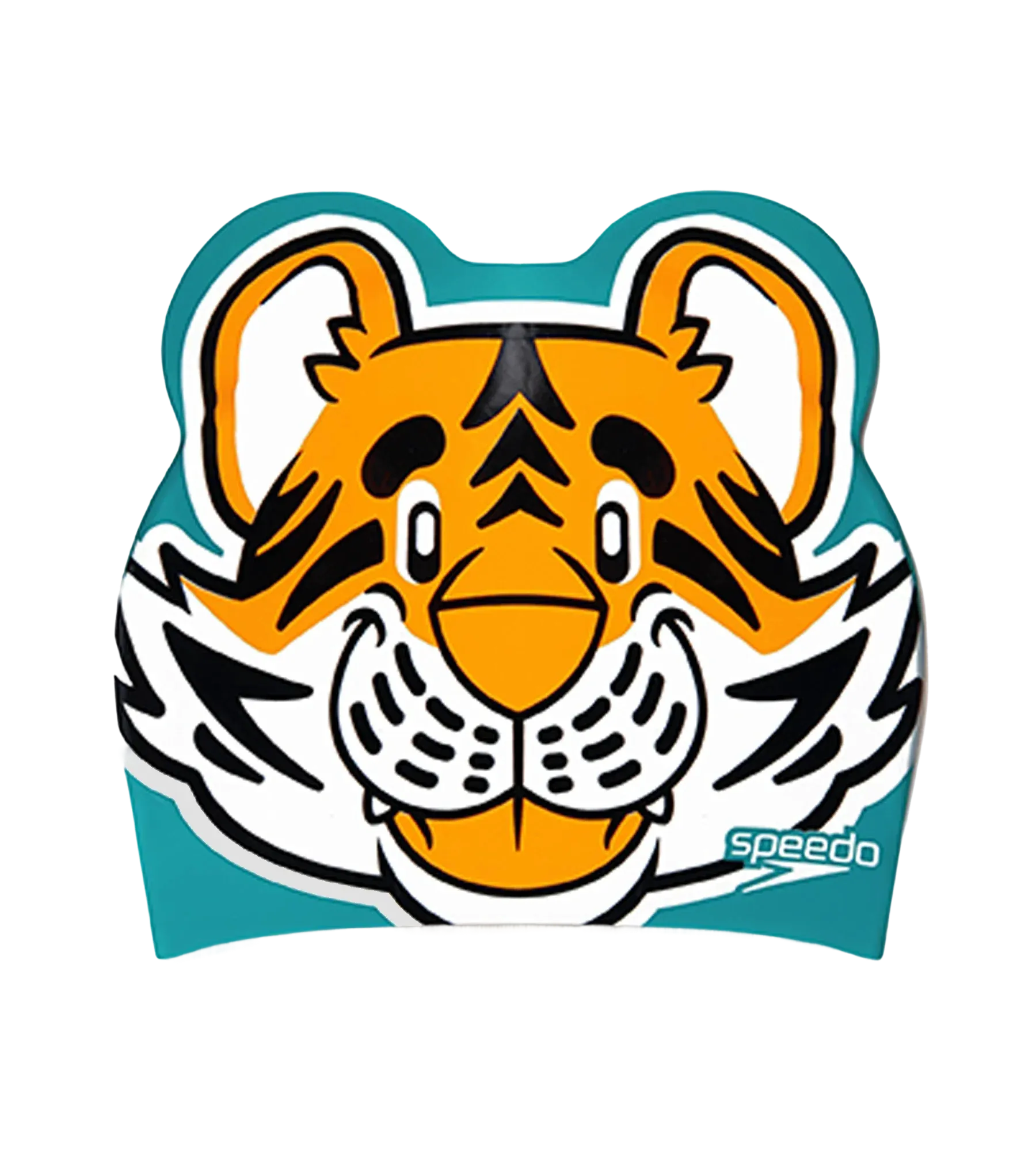 Unisex Kids Tiger Print Swim Cap For Tots - Boys and Girls - Orange & Green