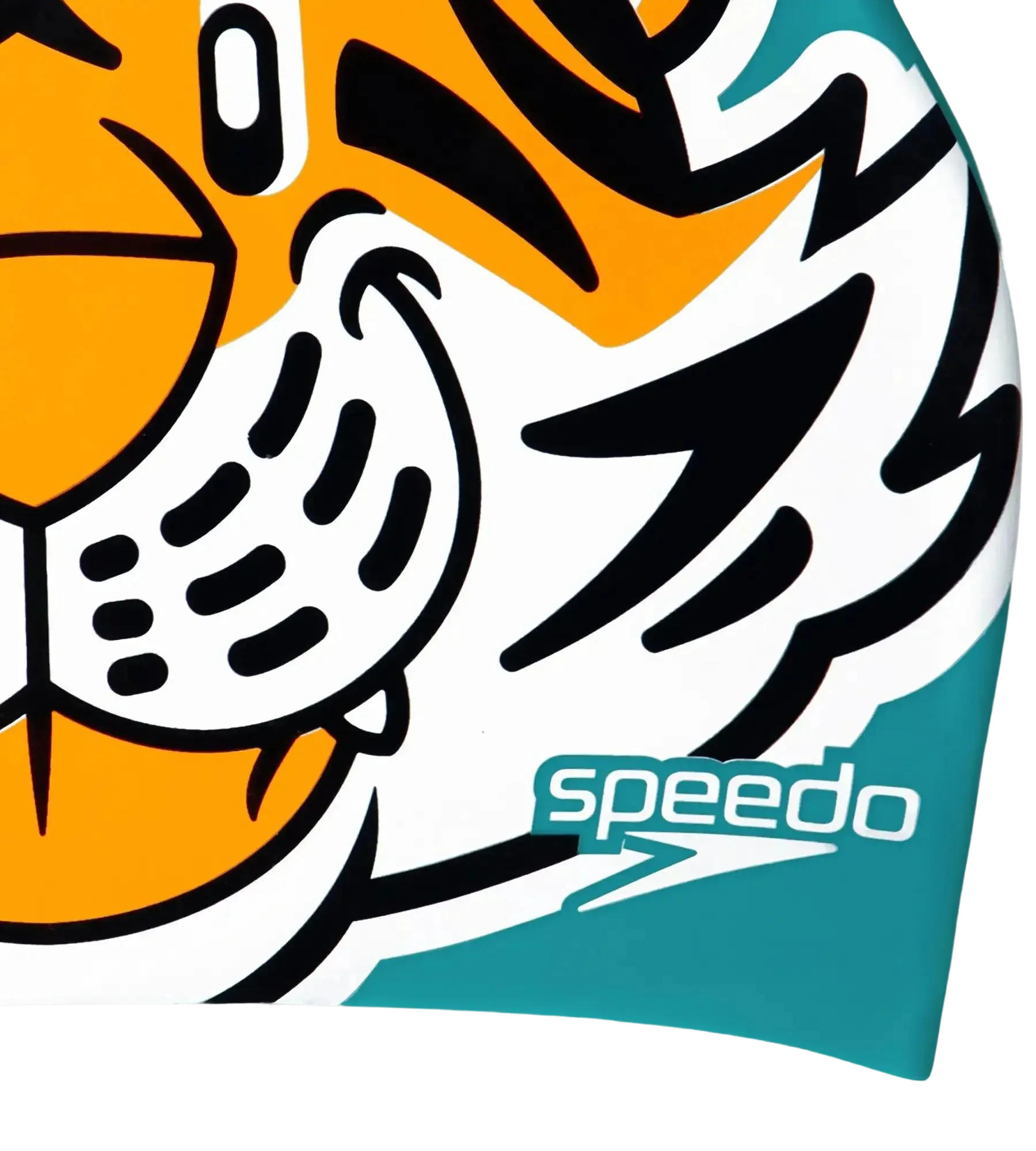 Unisex Kids Tiger Print Swim Cap For Tots - Boys and Girls - Orange & Green - Image 8