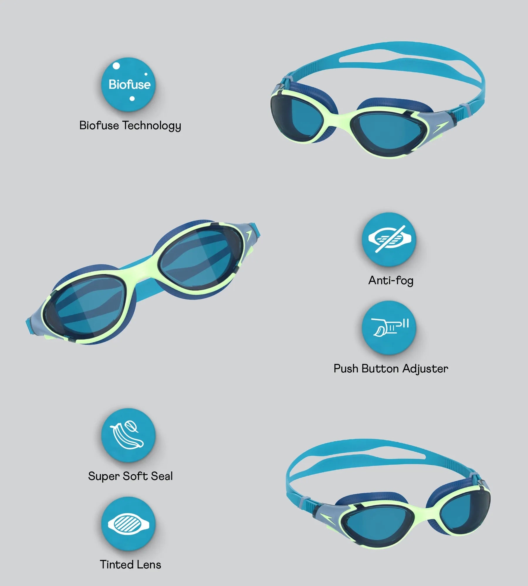 Unisex Adult Biofuse 2.0 Anti Fog Coated Swim Goggles For Men and Women - Lazy Daisy - Image 2