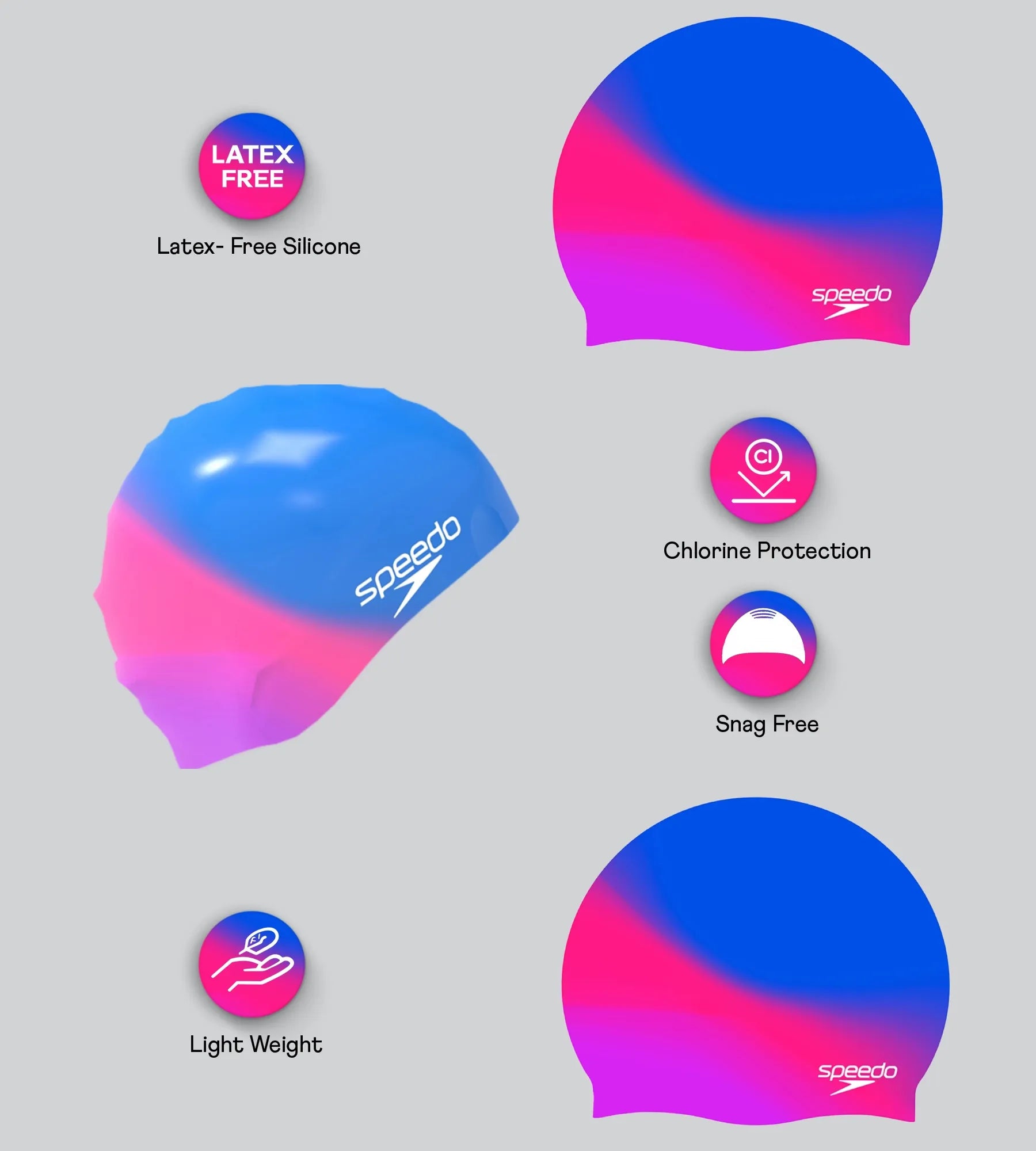 Unisex Kids Multicolour Silicone Swim Cap For Boys and Girls - Lazy Daisy - Image 2
