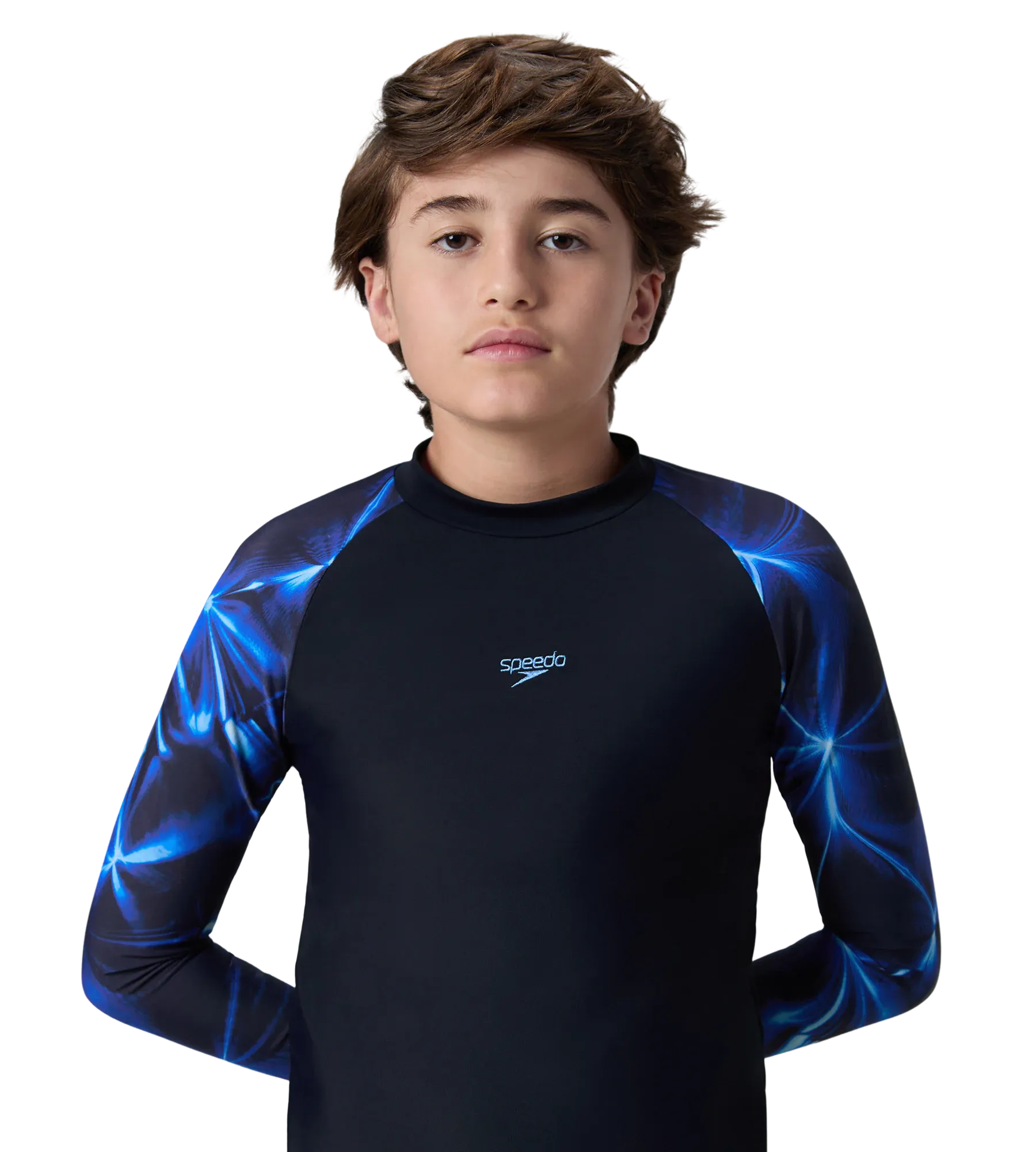 Boy's Endurance10 Printed Long Sleeve Suntop - True Navy & Periwinkle Blue - Image 7