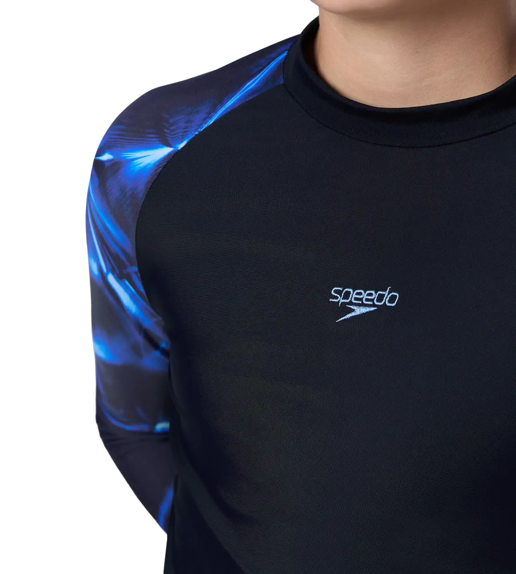 Boy's Endurance10 Printed Long Sleeve Suntop - True Navy & Periwinkle Blue - Image 8