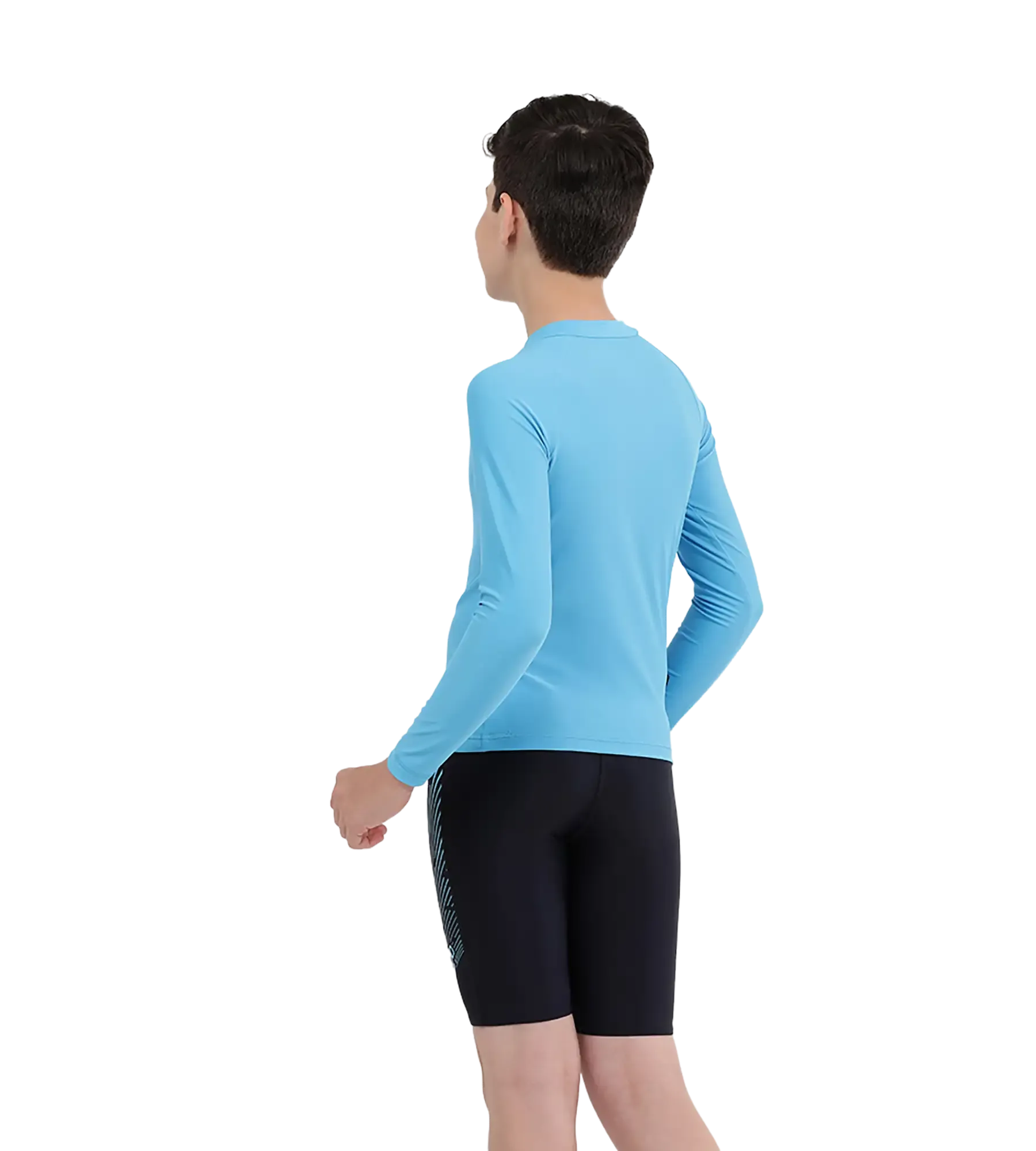 Boy's Recycled Endura Brite Long Sleeve Suntop - Picton Blue & Black - Image 15