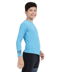 Boy's Recycled Endura Brite Long Sleeve Suntop - Picton Blue & Black