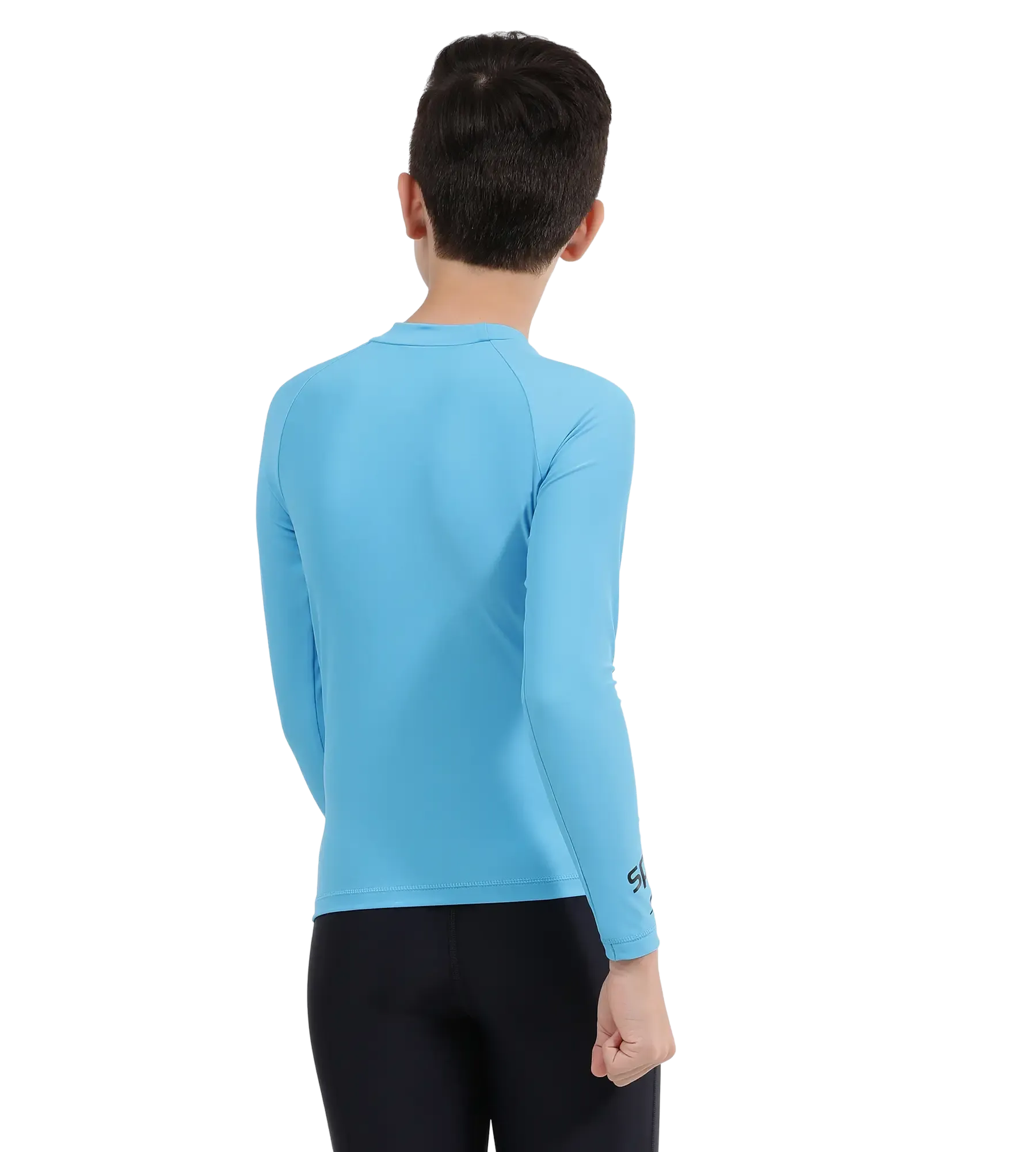 Boy's Recycled Endura Brite Long Sleeve Suntop - Picton Blue & Black - Image 4