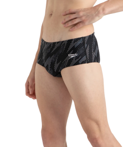 Men's Endurance10 Hyperboom Print Brief - Black. Usa Charcoal & White