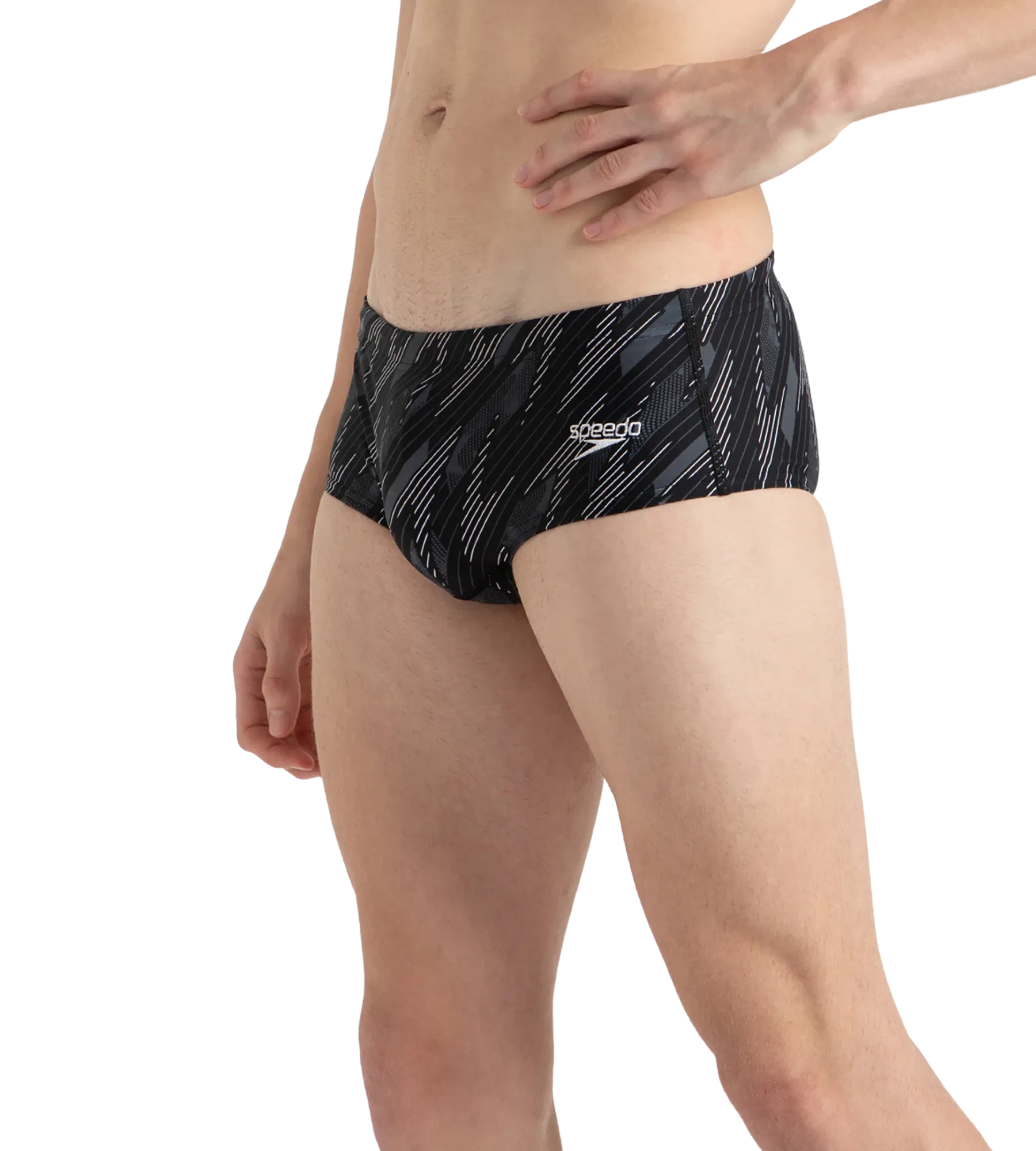 Men's Endurance10 Hyperboom Print Brief - Black. Usa Charcoal & White
