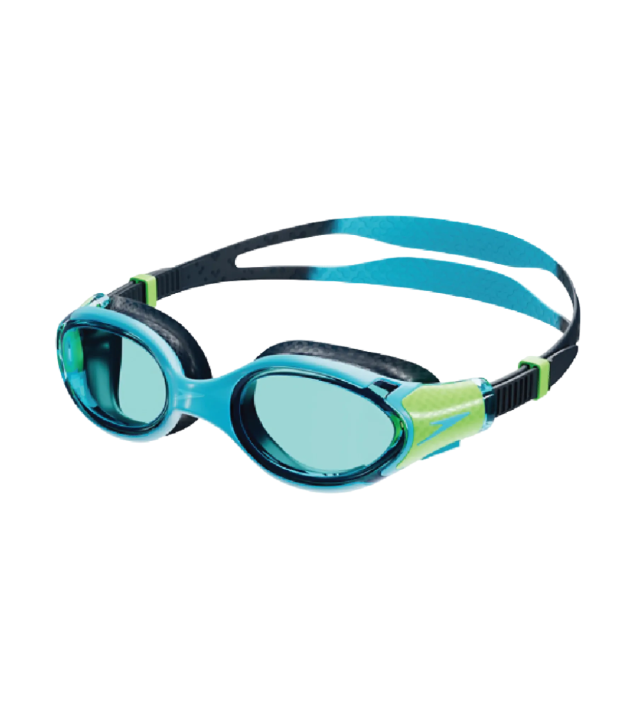 Unisex Kids Biofuse 2.0 Anti Fog Coated Lens Swim Goggles For Boys and Girls - Hypersonic Blue & Lumo Green