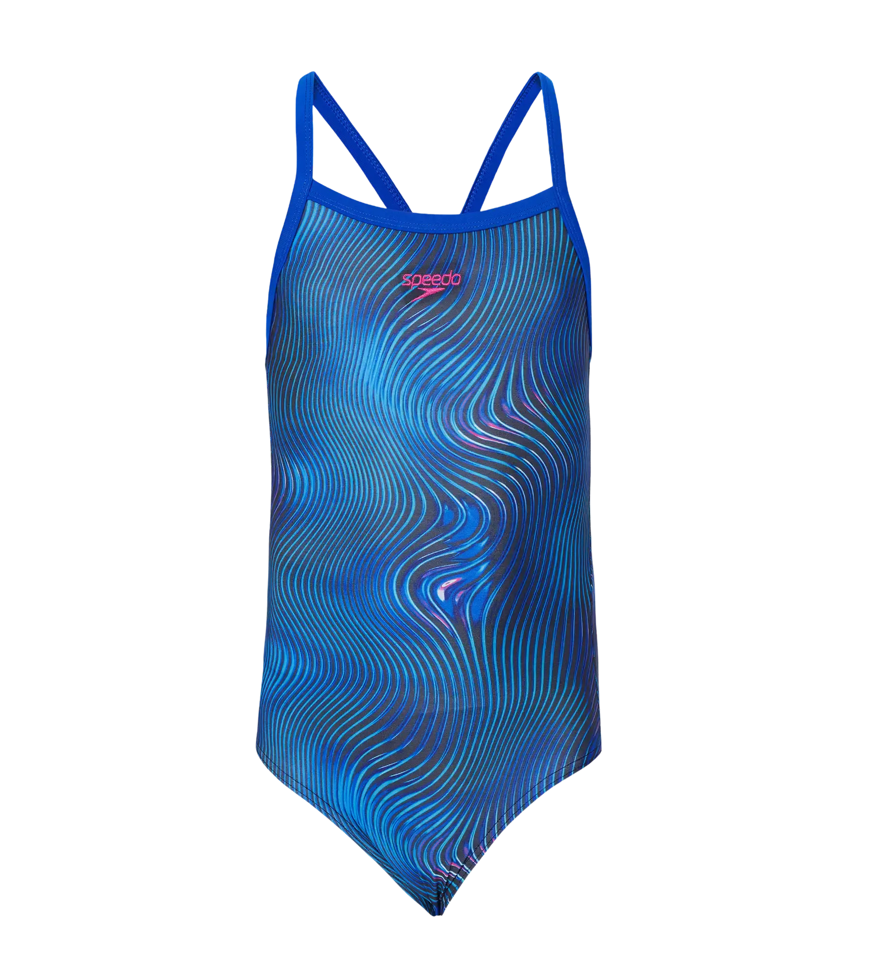 Girl's Endurance+ Thinstrap Muscleback V-Cut One Piece Swimsuit - Anthracite & Deep Saffire - Image 10