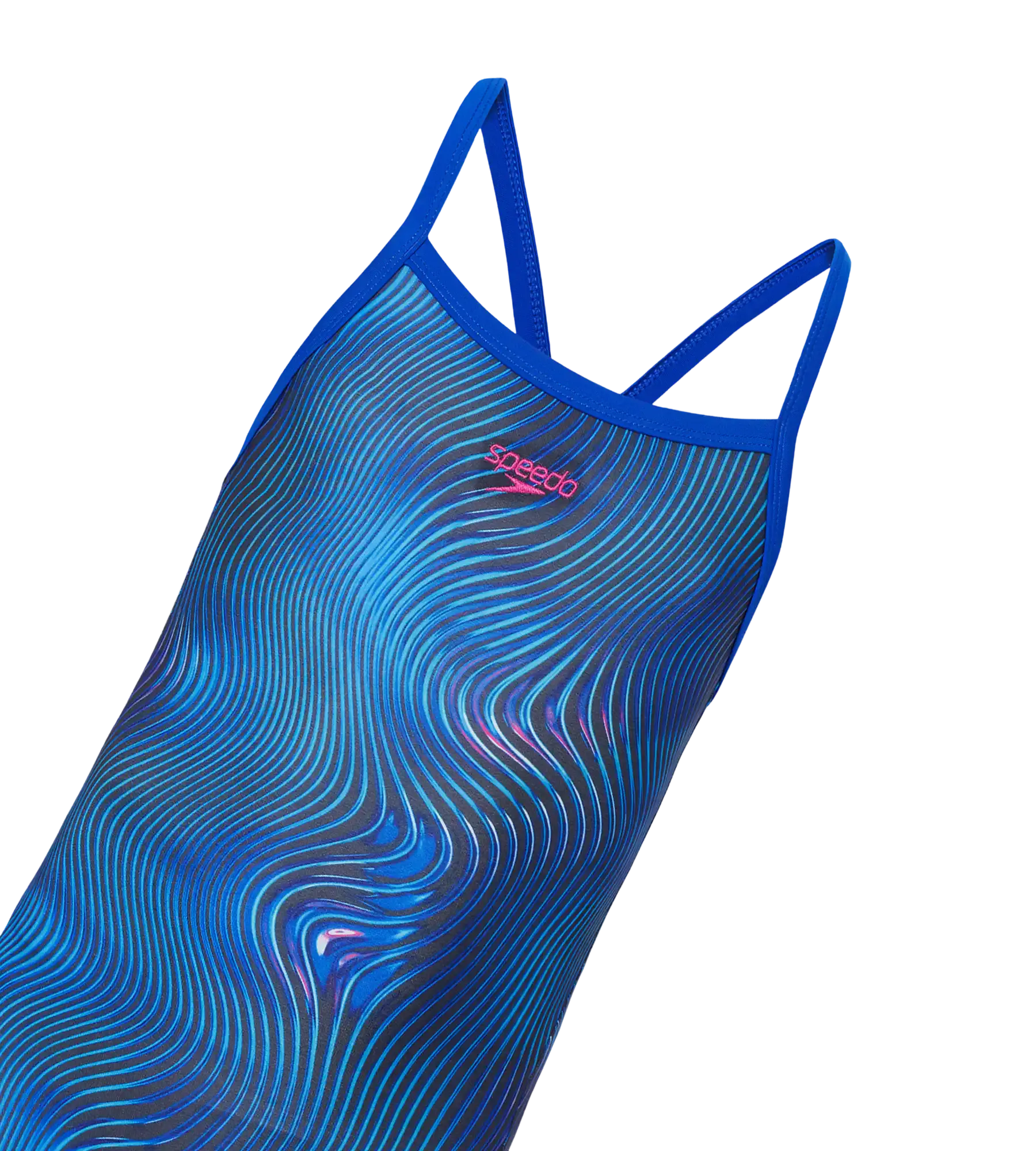 Girl's Endurance+ Thinstrap Muscleback V-Cut One Piece Swimsuit - Anthracite & Deep Saffire - Image 11
