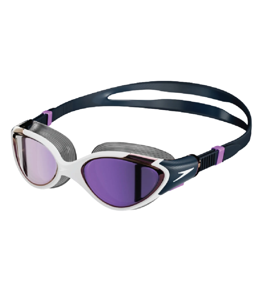 Women's Biofuse 2.0 Anti Fog Mirror Lens Swim Goggles - White. True Navy & Sweet Purple