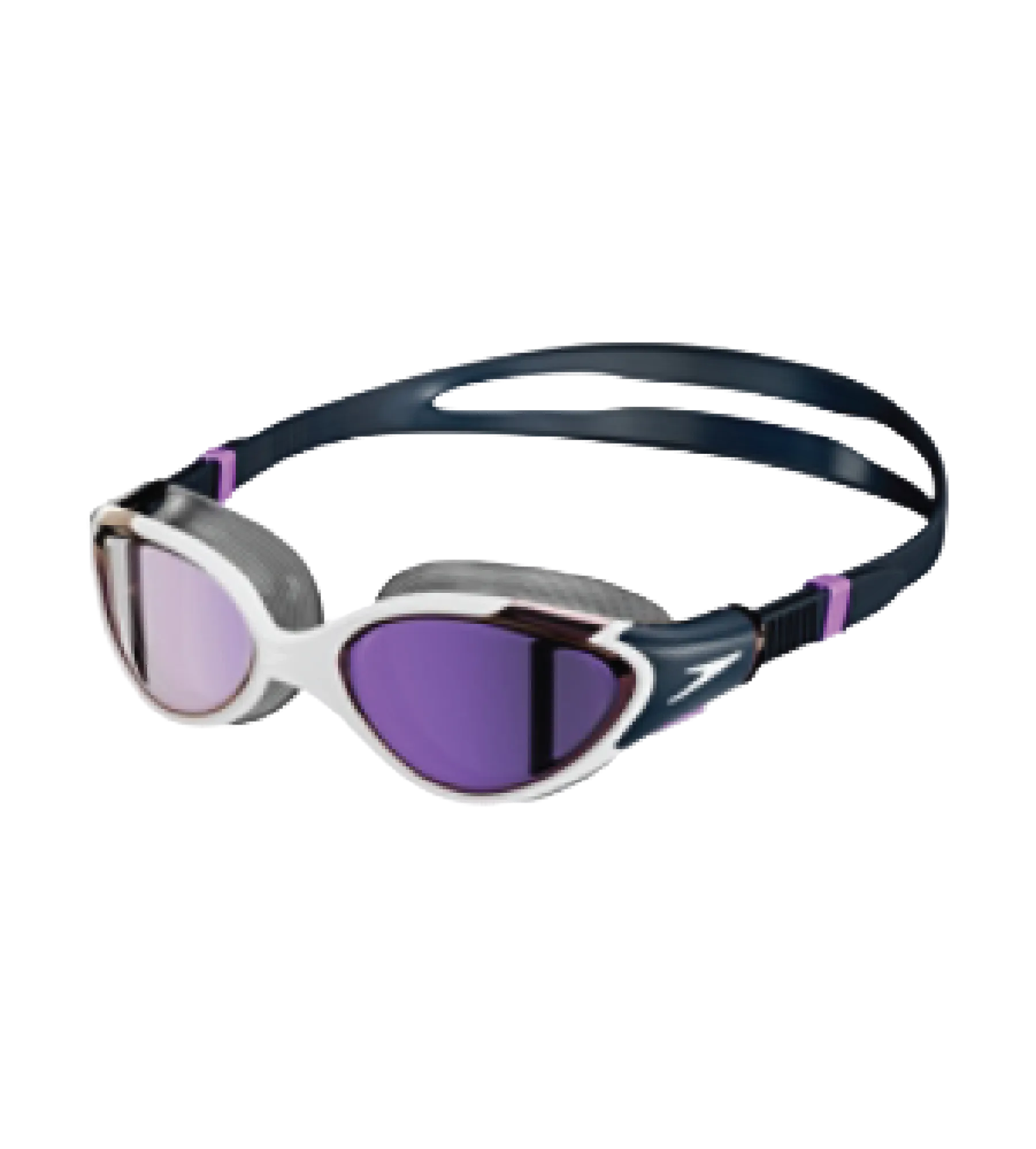 Women's Biofuse 2.0 Anti Fog Mirror Lens Swim Goggles - White. True Navy & Sweet Purple - Image 5