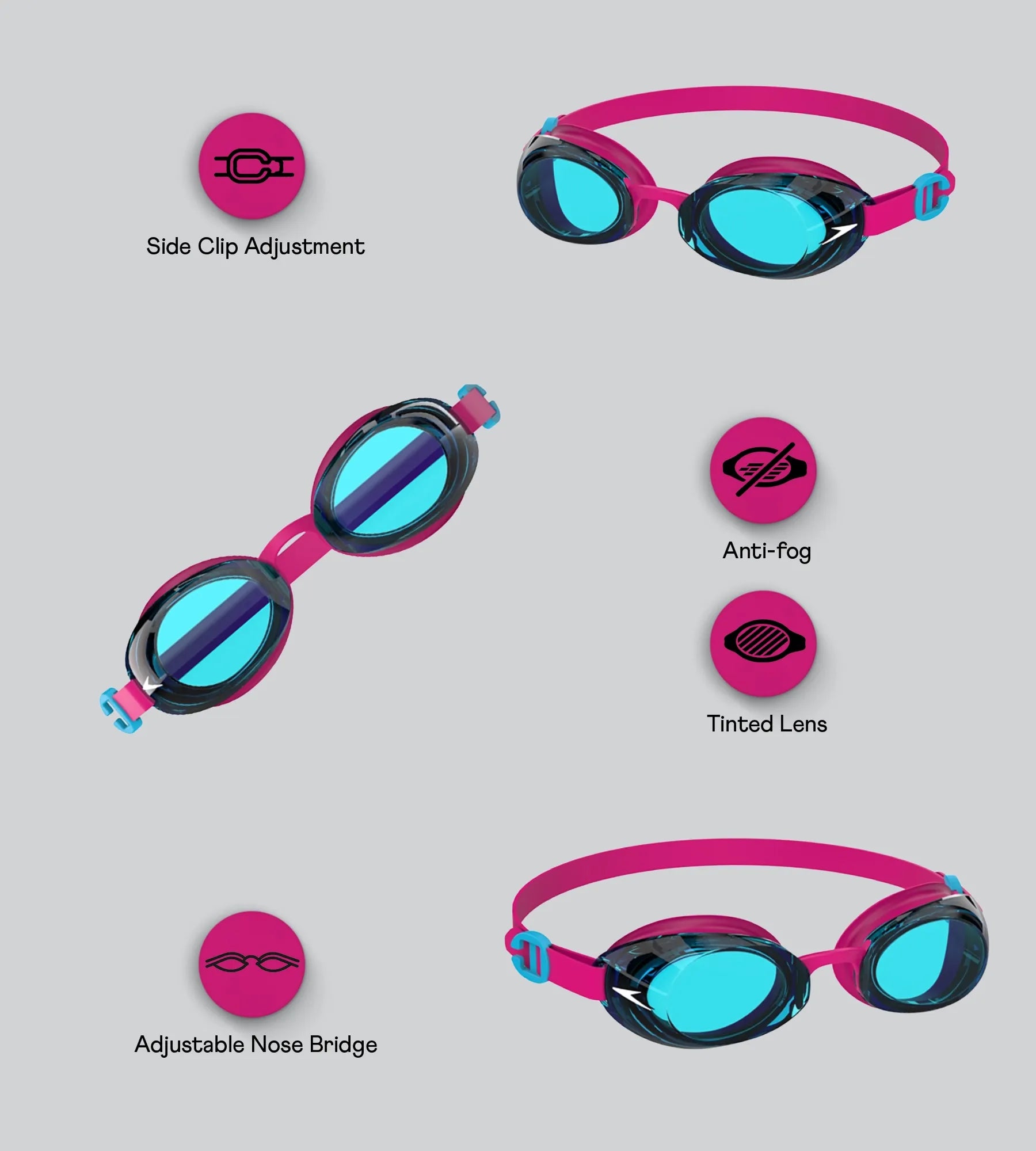 Kids Jet 2.0 Anti Fog Coated Lens Swim Goggles For Tots - Pink - Image 2