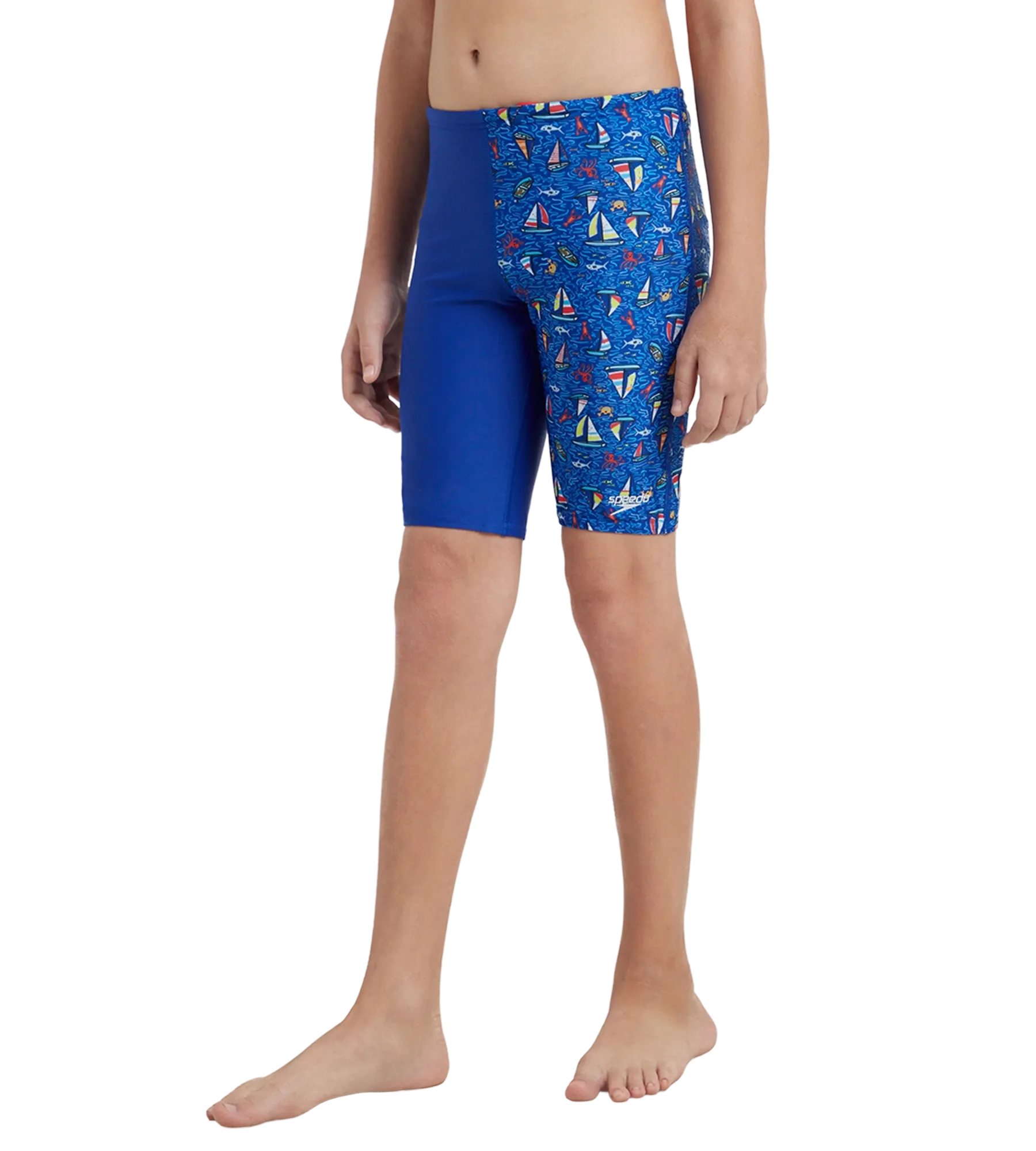 Boy's Endura Brite Digital Print Jammer - True Cobalt & White - Image 3