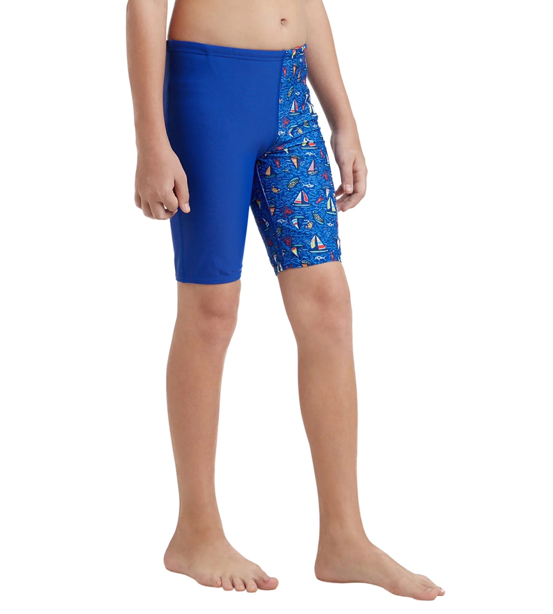 Boy's Endura Brite Digital Print Jammer - True Cobalt & White - Image 4