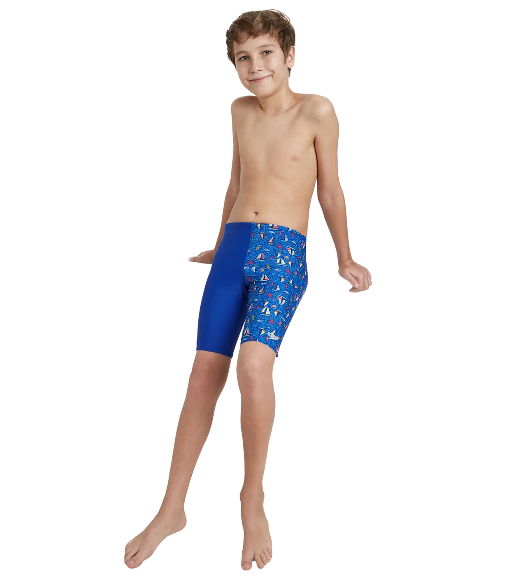 Boy's Endura Brite Digital Print Jammer - True Cobalt & White - Image 7