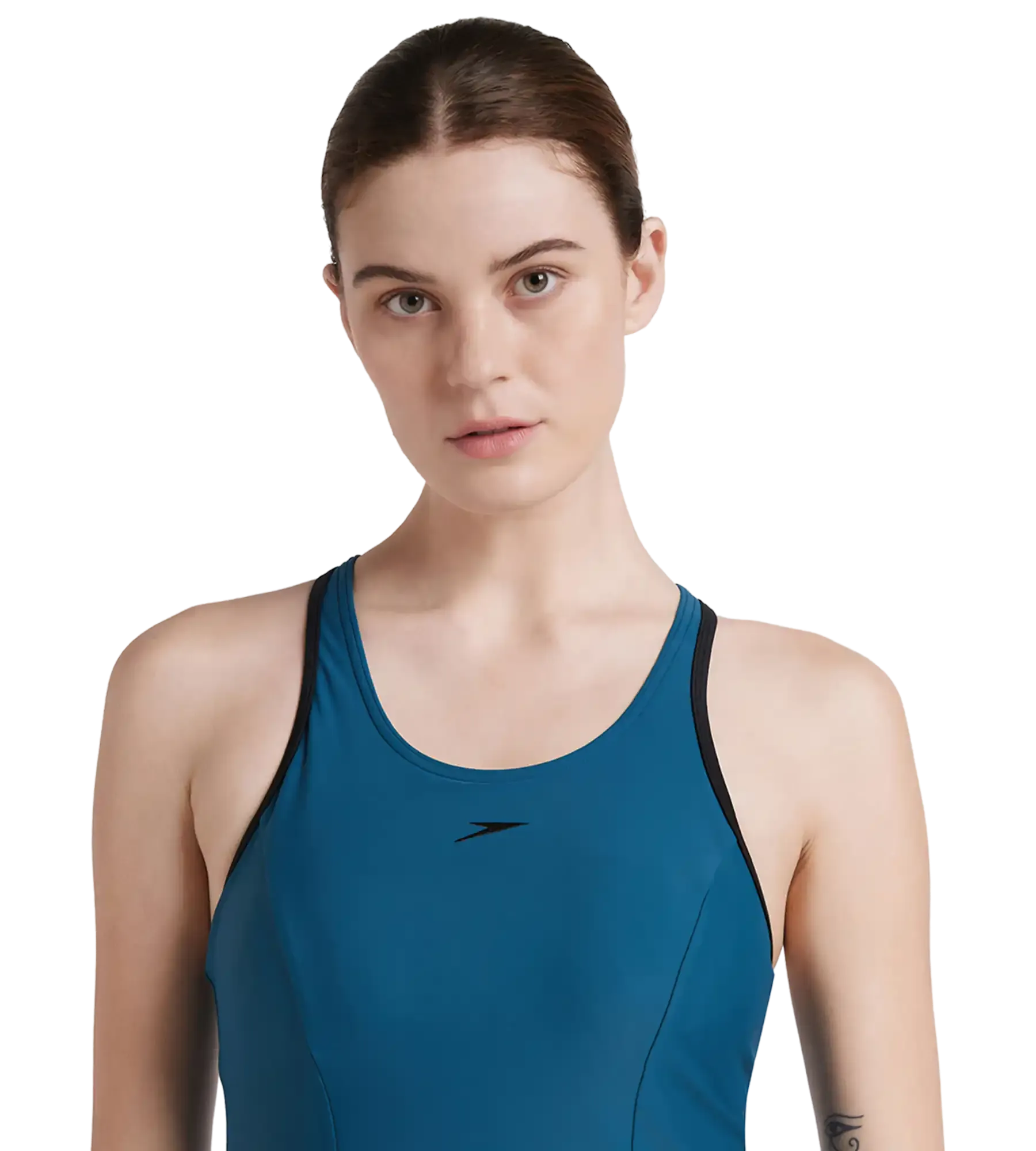 Women's Endurance10 Racerback Swimdress With Boyleg - Dark Teal & Black - Image 9