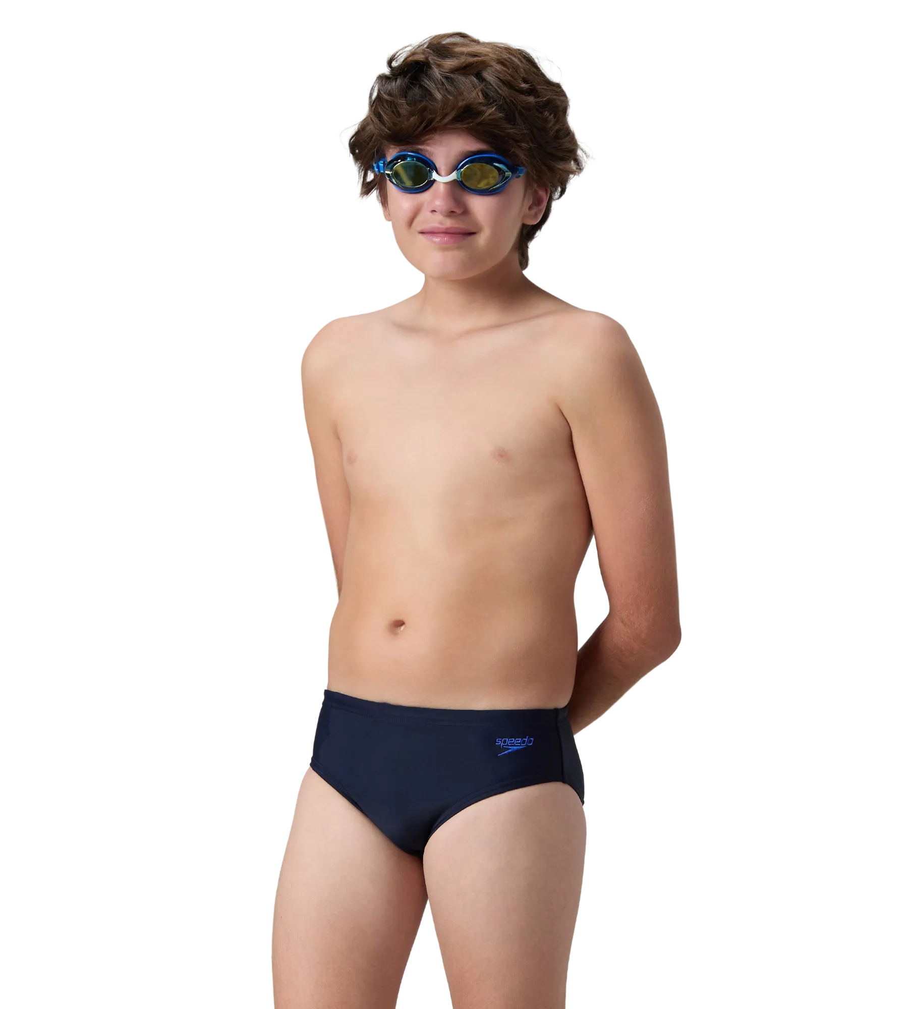 Boy's Endurance10 Lycra Brief - True Navy & Deep Saffire - Image 3