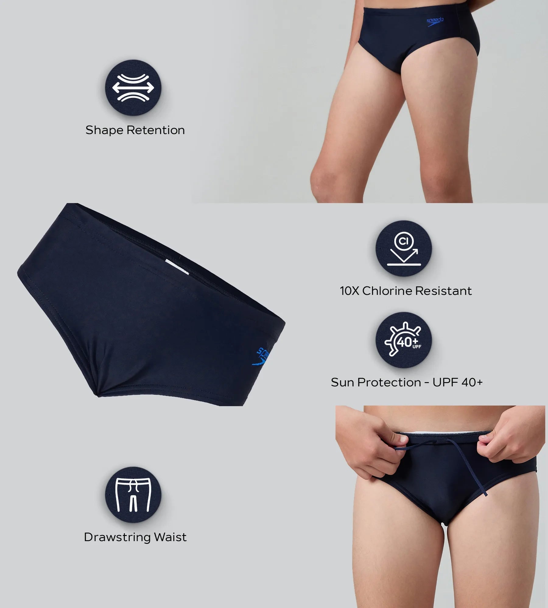 Boy's Endurance10 Lycra Brief - True Navy & Deep Saffire - Image 2