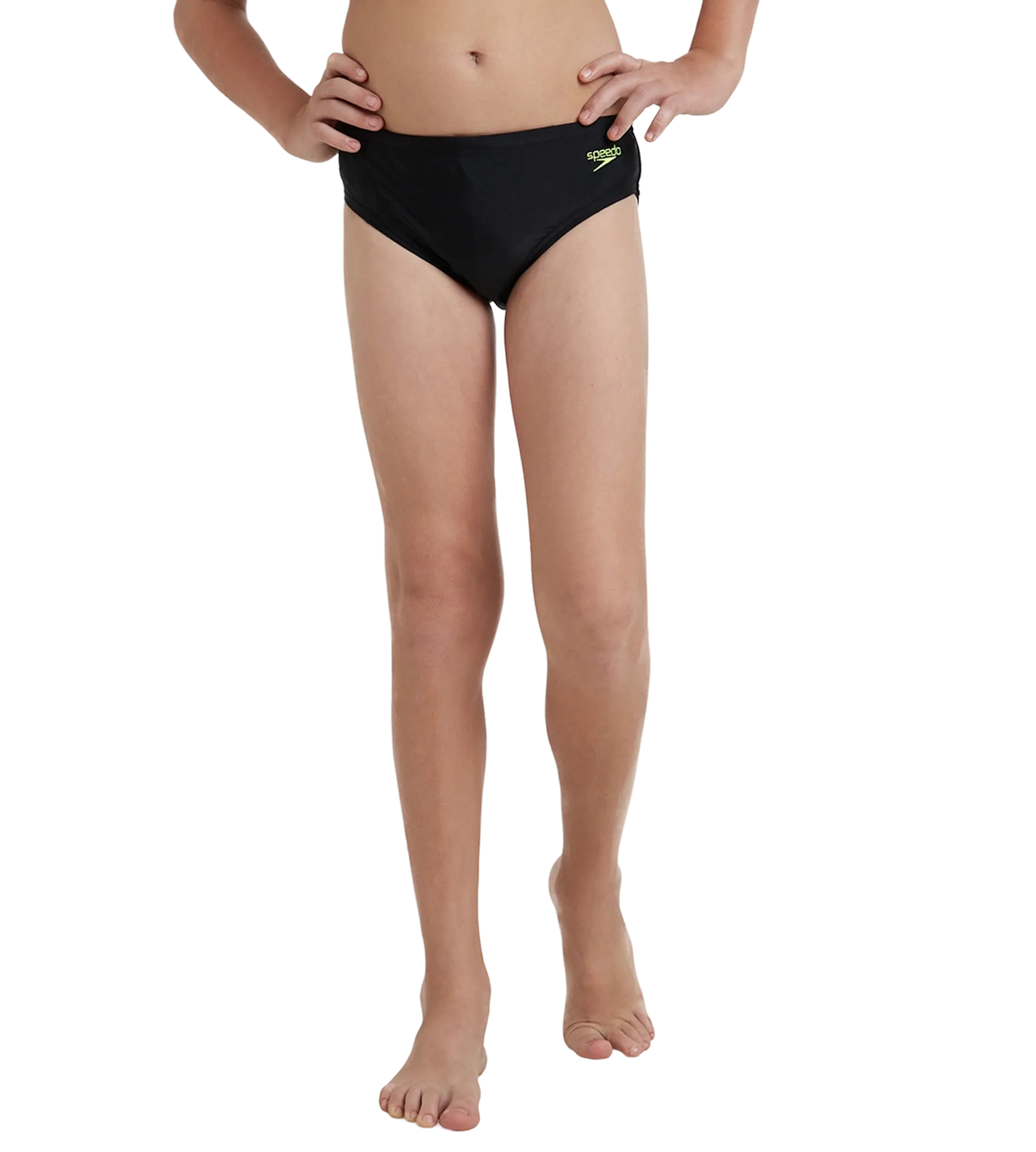 Boy's Endurance10 Lycra Brief - Black & Hyper Yellow - Image 2