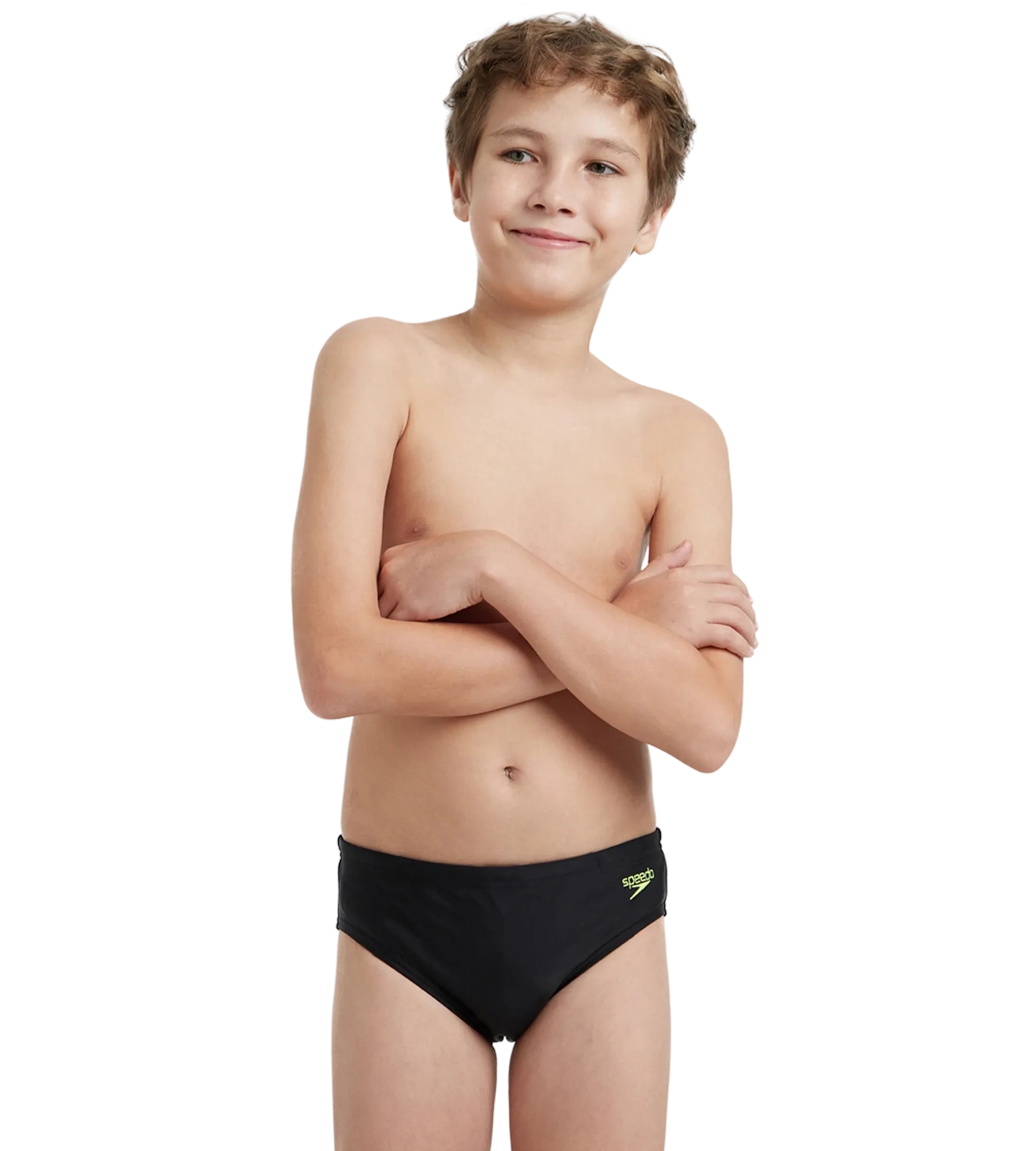 Boy's Endurance10 Lycra Brief - Black & Hyper Yellow - Image 6