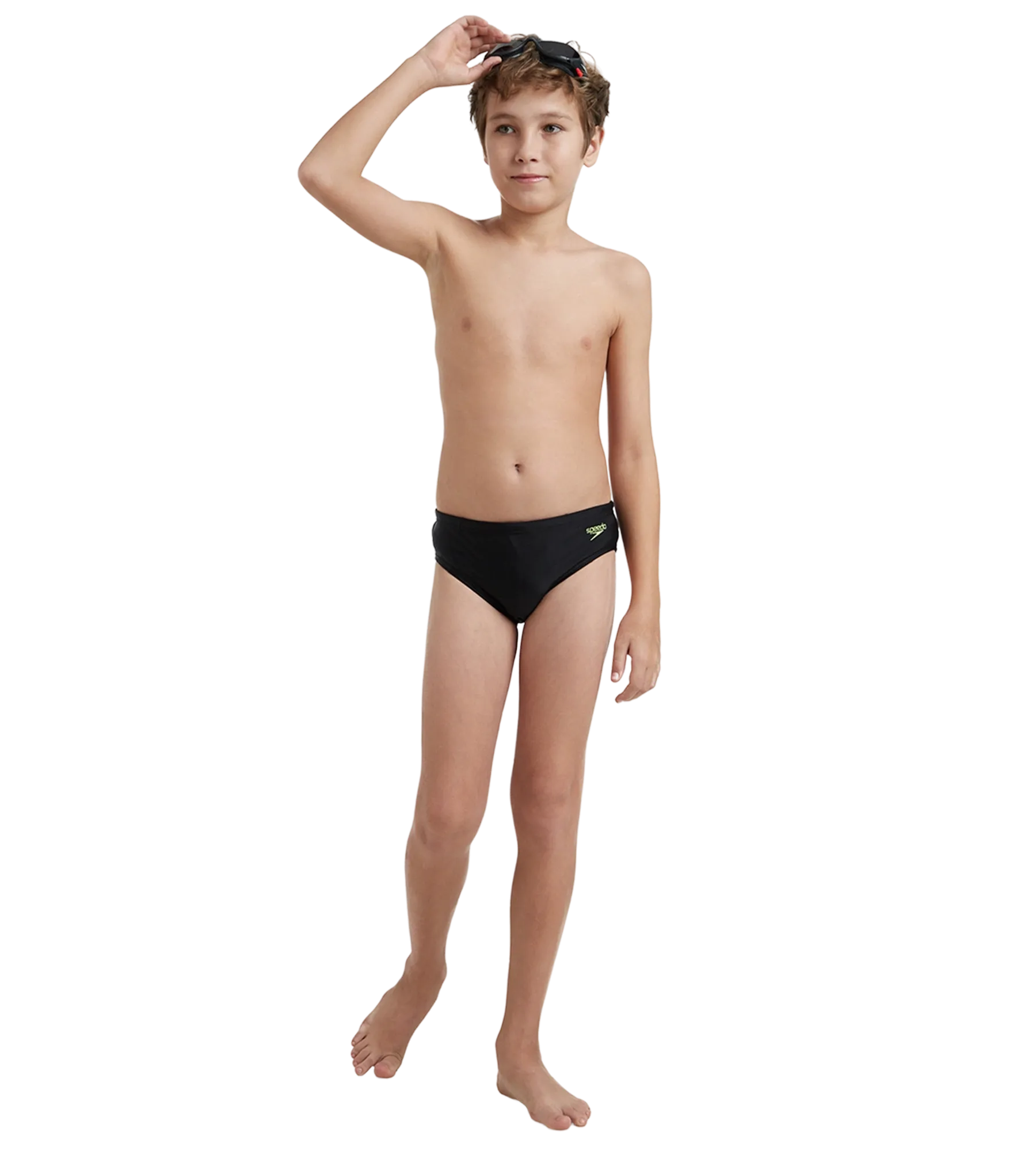 Boy's Endurance10 Lycra Brief - Black & Hyper Yellow - Image 7