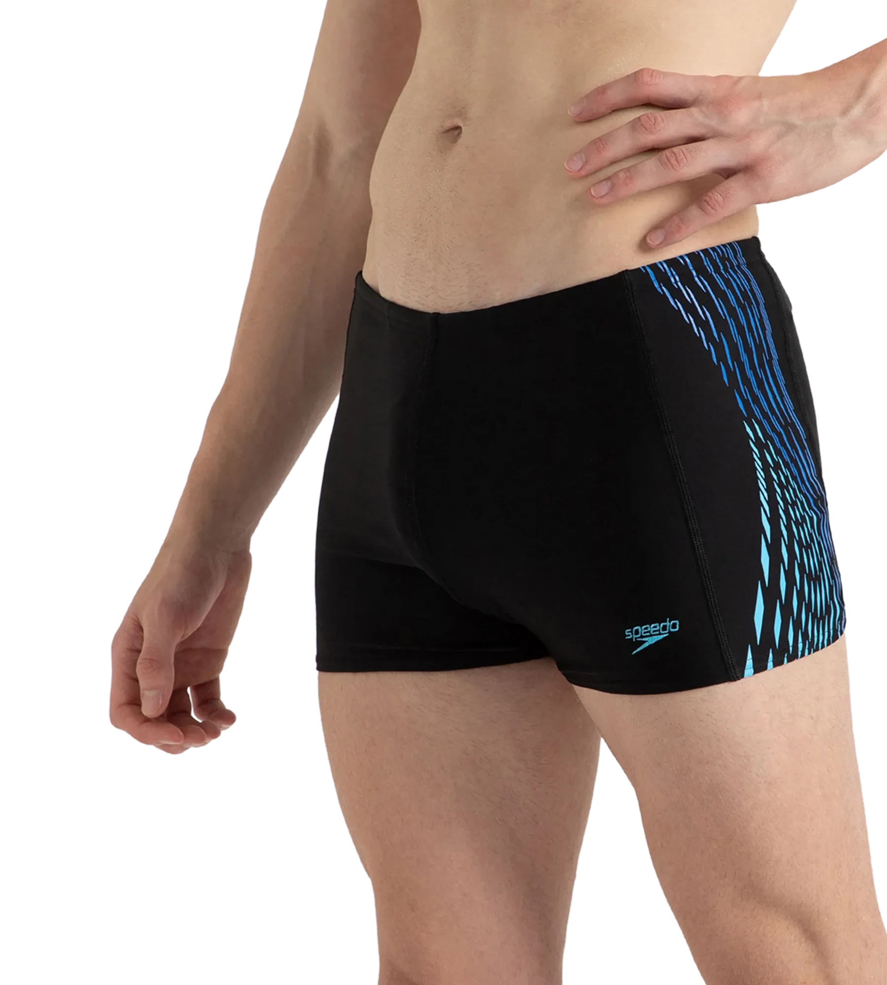 Men's Endurance10 Tech Print Placement Panel Aquashort - Black. Cobalt Pop & Picton Blue - Image 3