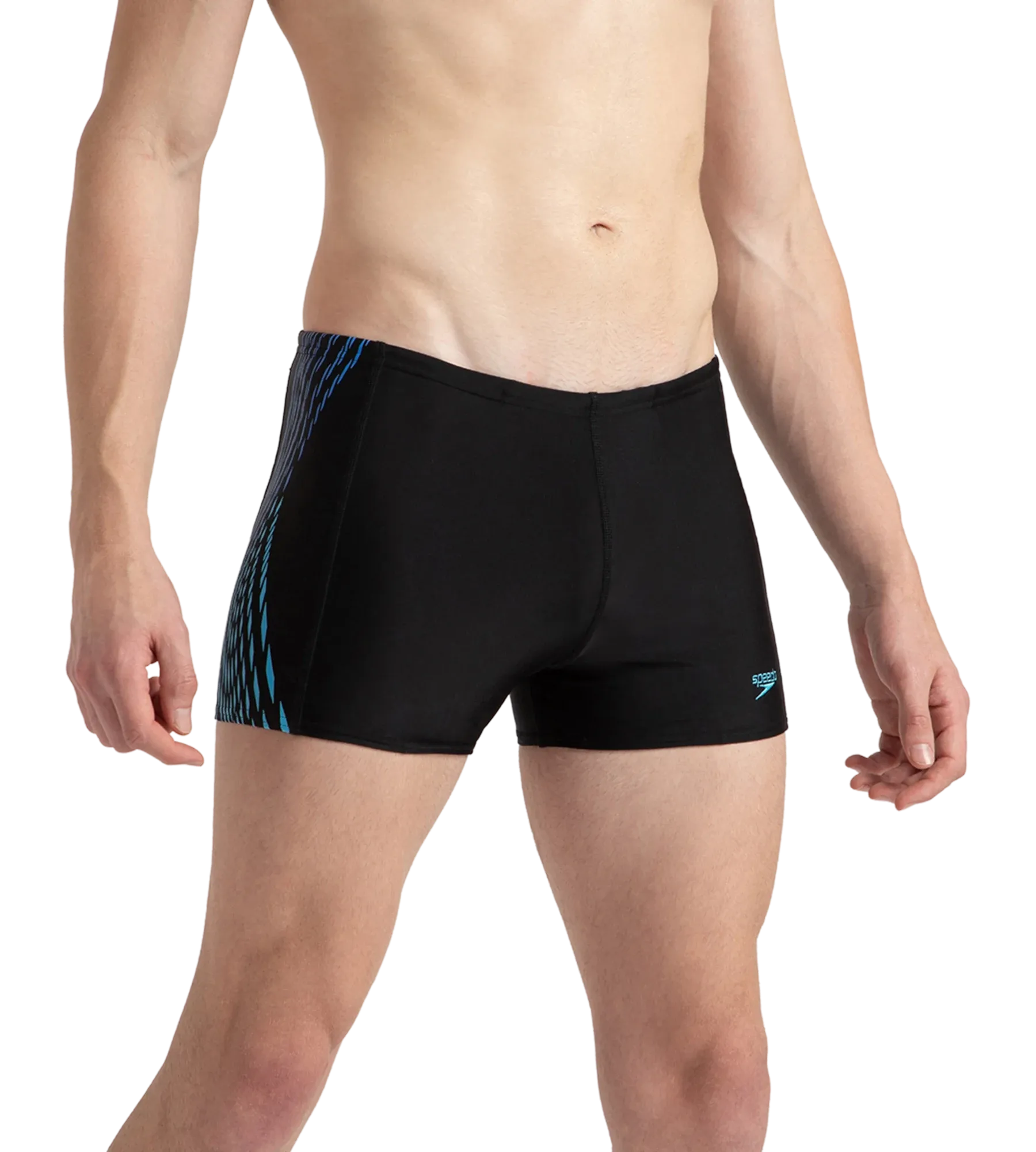 Men's Endurance10 Tech Print Placement Panel Aquashort - Black. Cobalt Pop & Picton Blue - Image 4