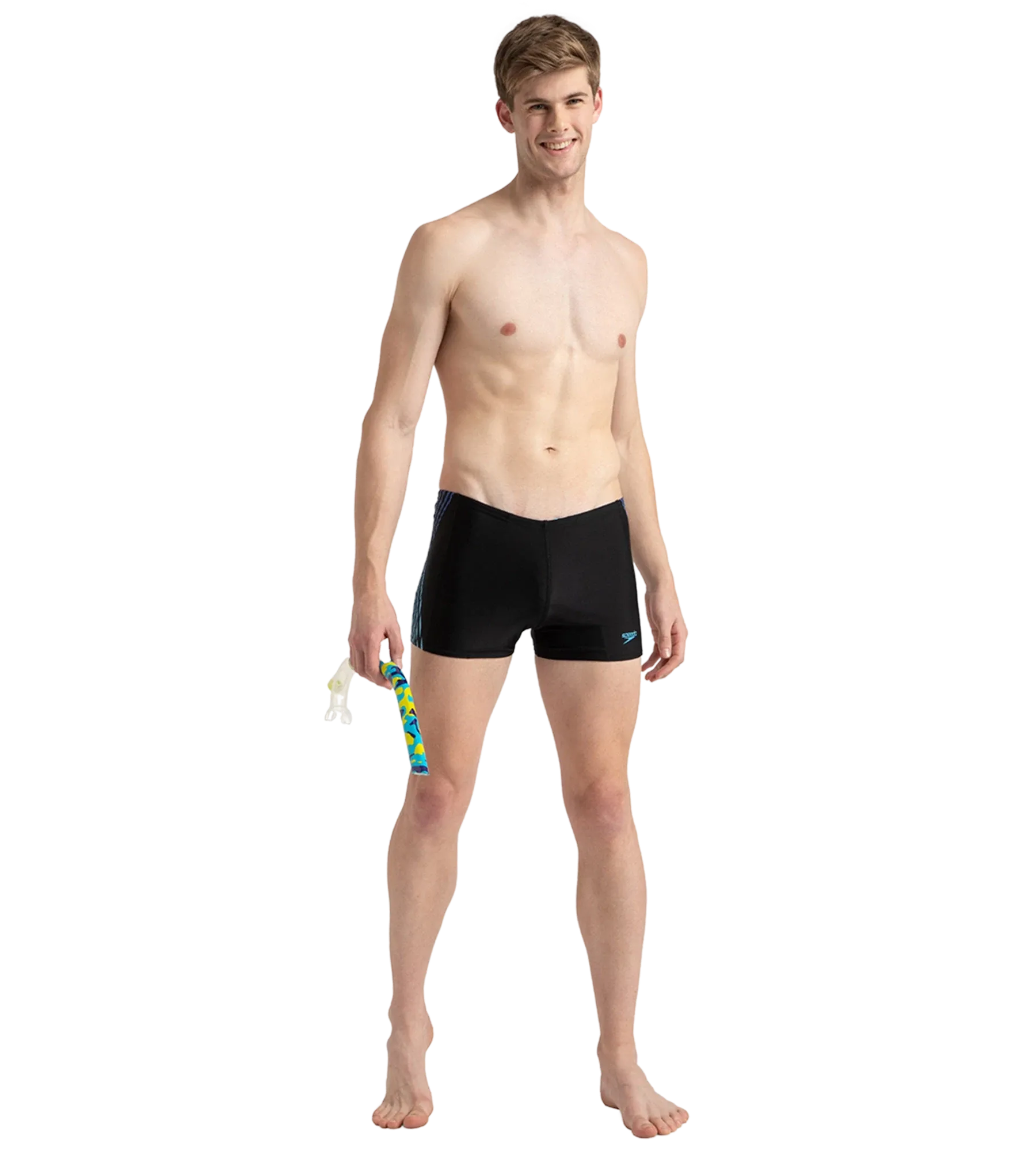 Men's Endurance10 Tech Print Placement Panel Aquashort - Black. Cobalt Pop & Picton Blue - Image 7