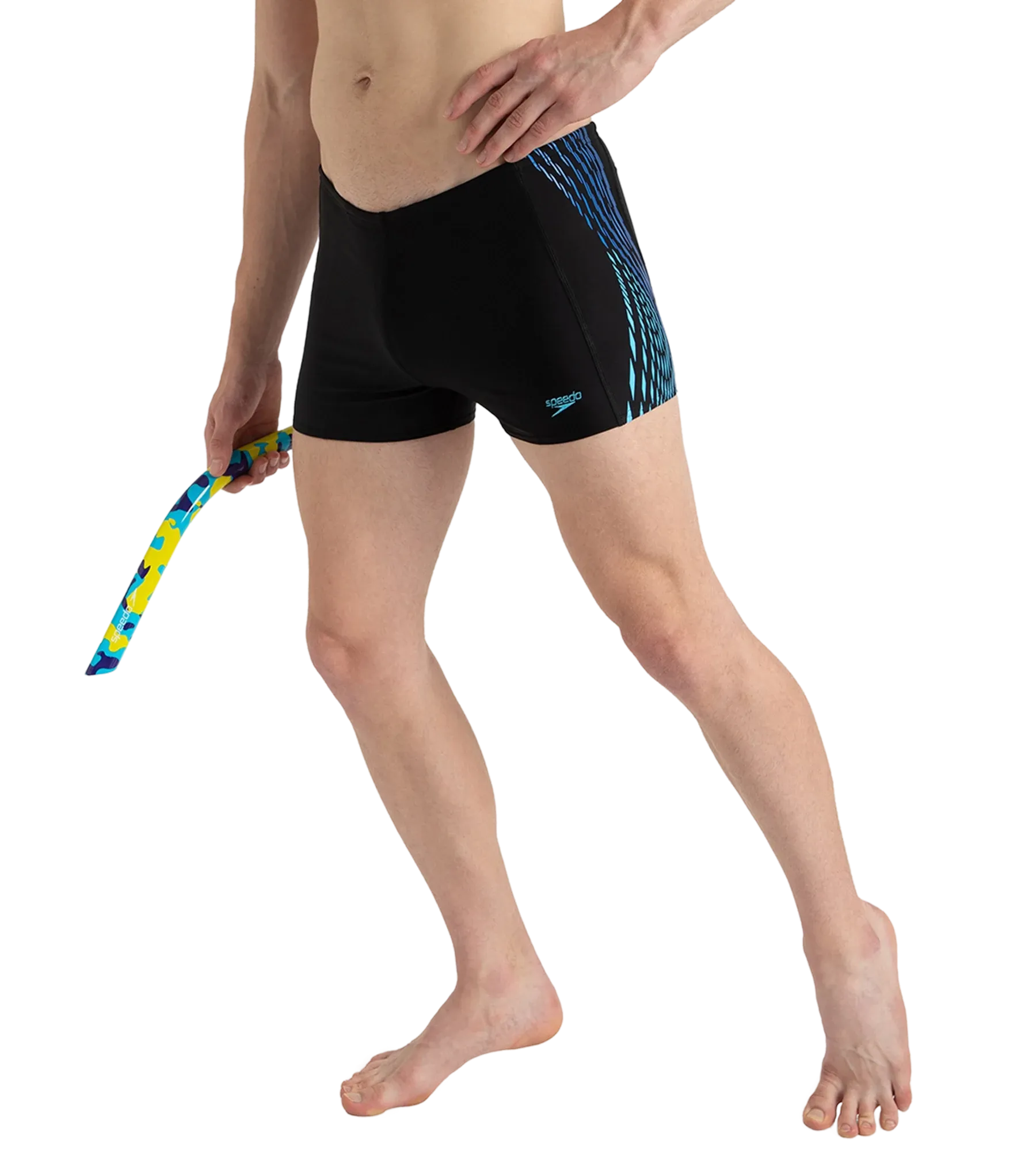 Men's Endurance10 Tech Print Placement Panel Aquashort - Black. Cobalt Pop & Picton Blue - Image 8