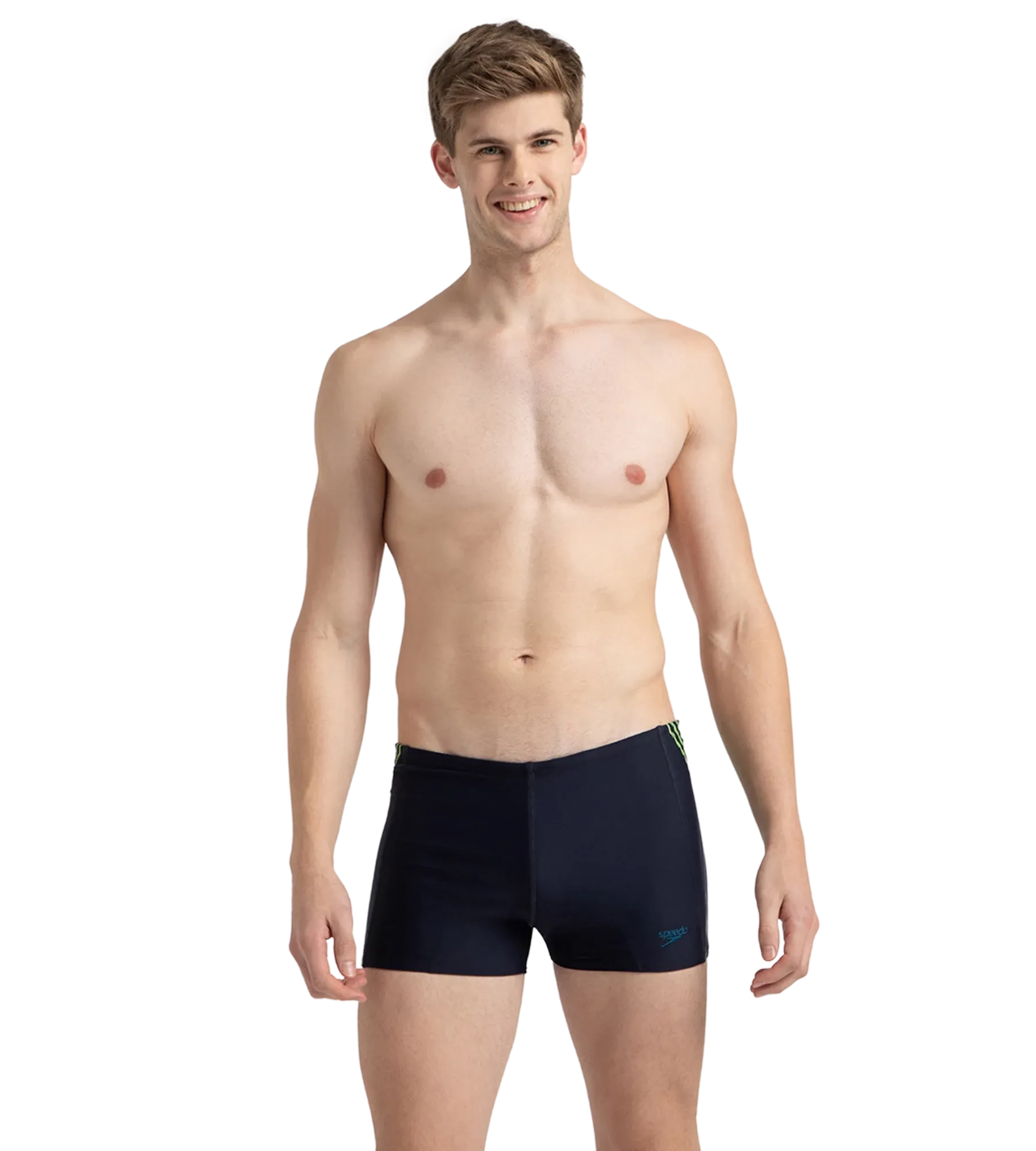 Men's Endurance10 Tech Print Placement Panel Aquashort - True Navy. Hyper Yellow & Dark Teal - Image 6