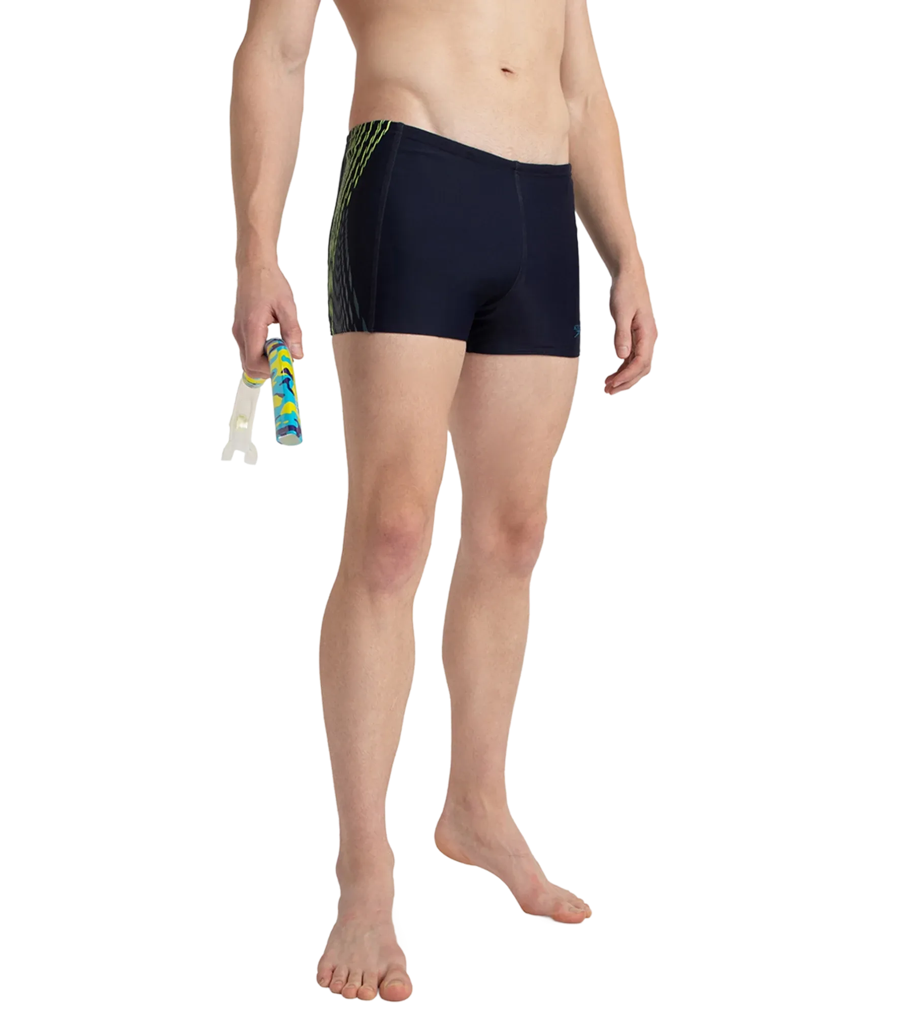 Men's Endurance10 Tech Print Placement Panel Aquashort - True Navy. Hyper Yellow & Dark Teal - Image 8