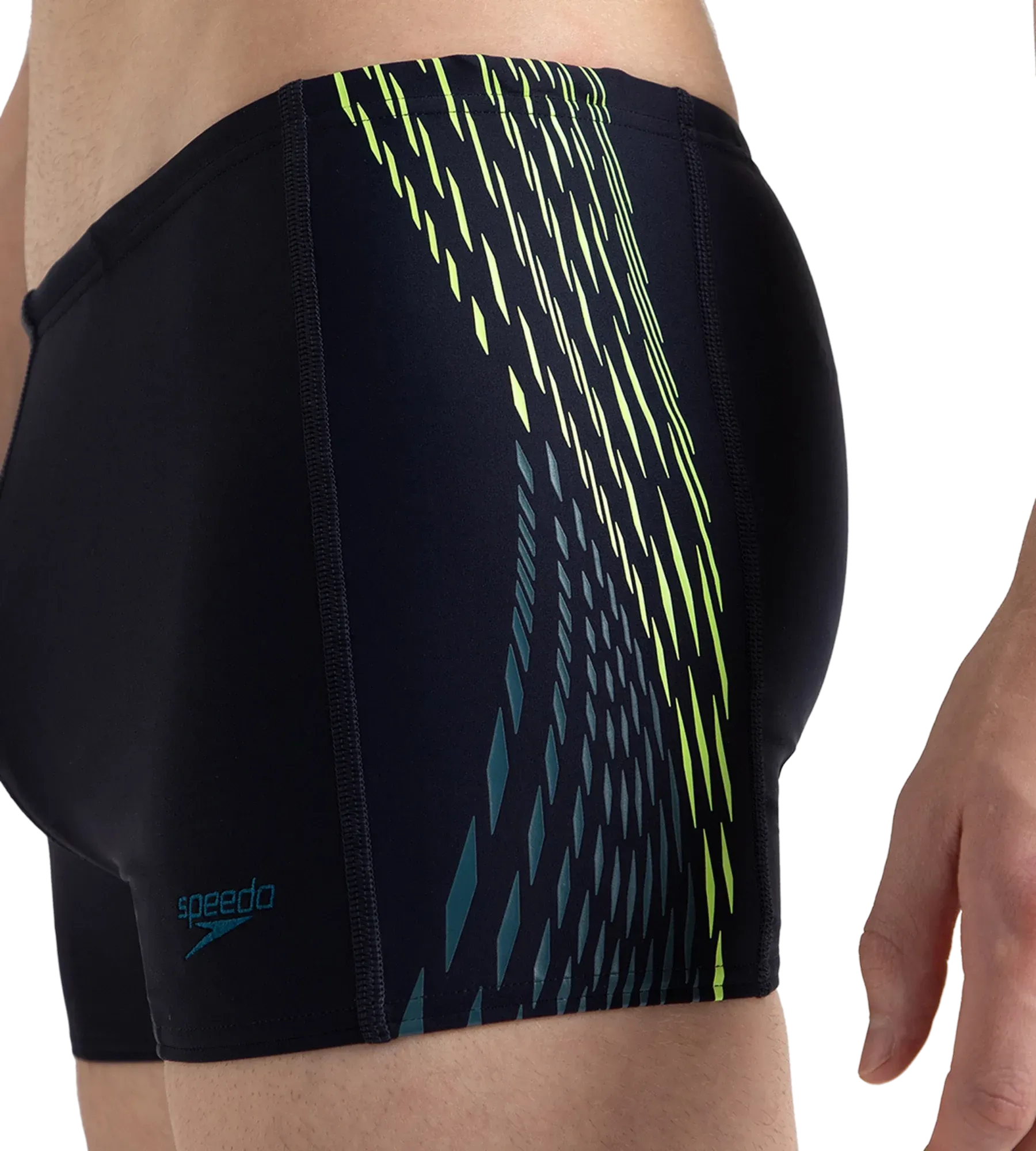 Men's Endurance10 Tech Print Placement Panel Aquashort - True Navy. Hyper Yellow & Dark Teal - Image 10