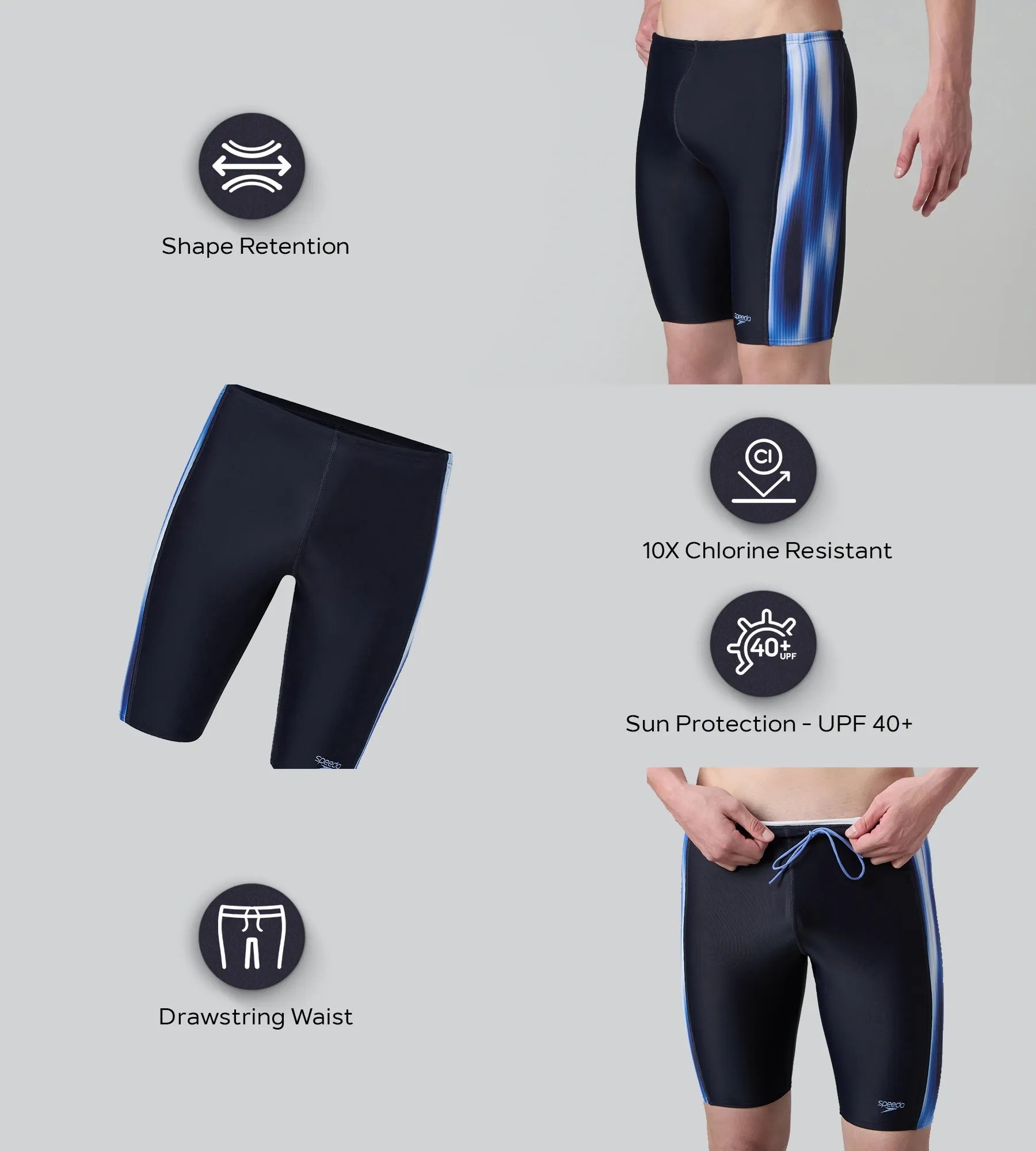Men's Endurance10 Tech Panel Print Jammer - True Navy & Periwinkle Blue - Image 2