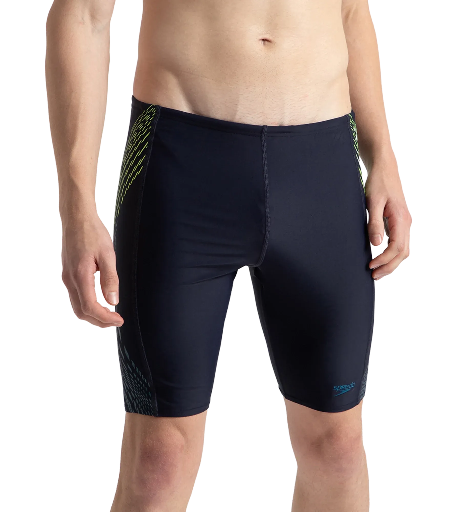 Men's Endurance10 Tech Print Placement Panel Jammer - True Navy. Hyper Yellow & Dark Teal - Image 2
