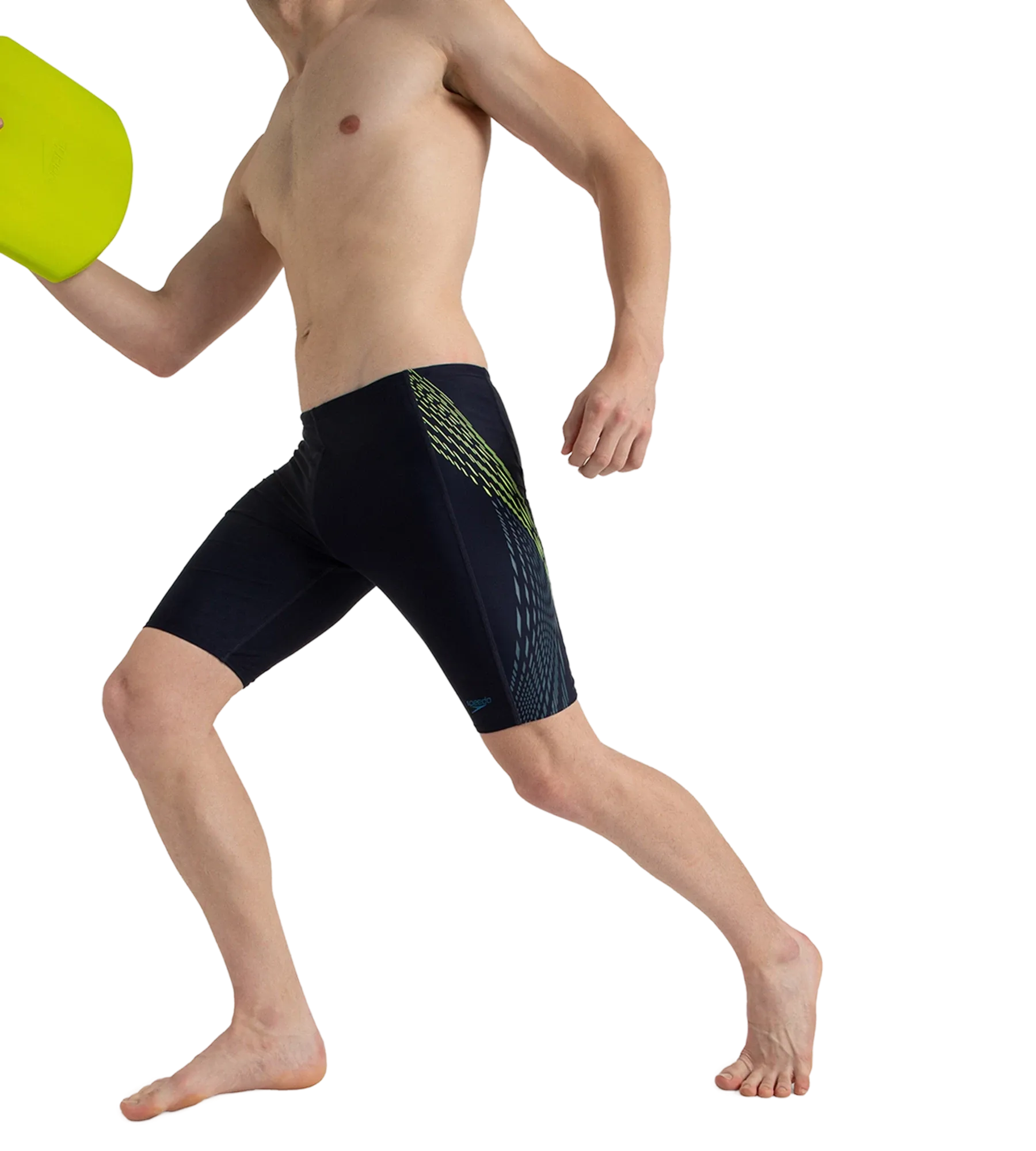 Men's Endurance10 Tech Print Placement Panel Jammer - True Navy. Hyper Yellow & Dark Teal - Image 8