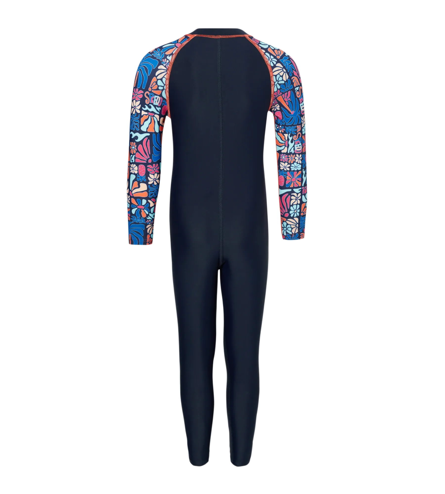 Tots Unisex Endurance10 Printed Colorblock All In One Suit For Boys and Girls - True Navy. Peacoat & Tropical Coral - Image 5