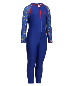Boy's Recycled Endurance 10 Printed All In One Suit - True Cobalt & Picton Blue