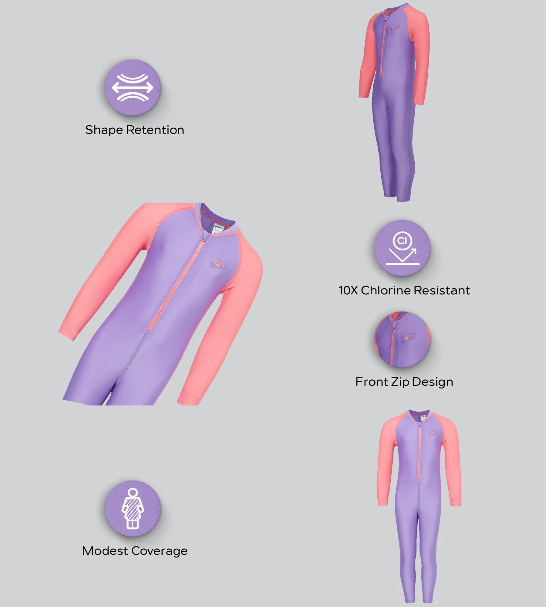 Tots Unisex Endurabrite Colorblock All In One Suit For Boys and Girls - Purple Mist & Pink Lemonade - Image 2