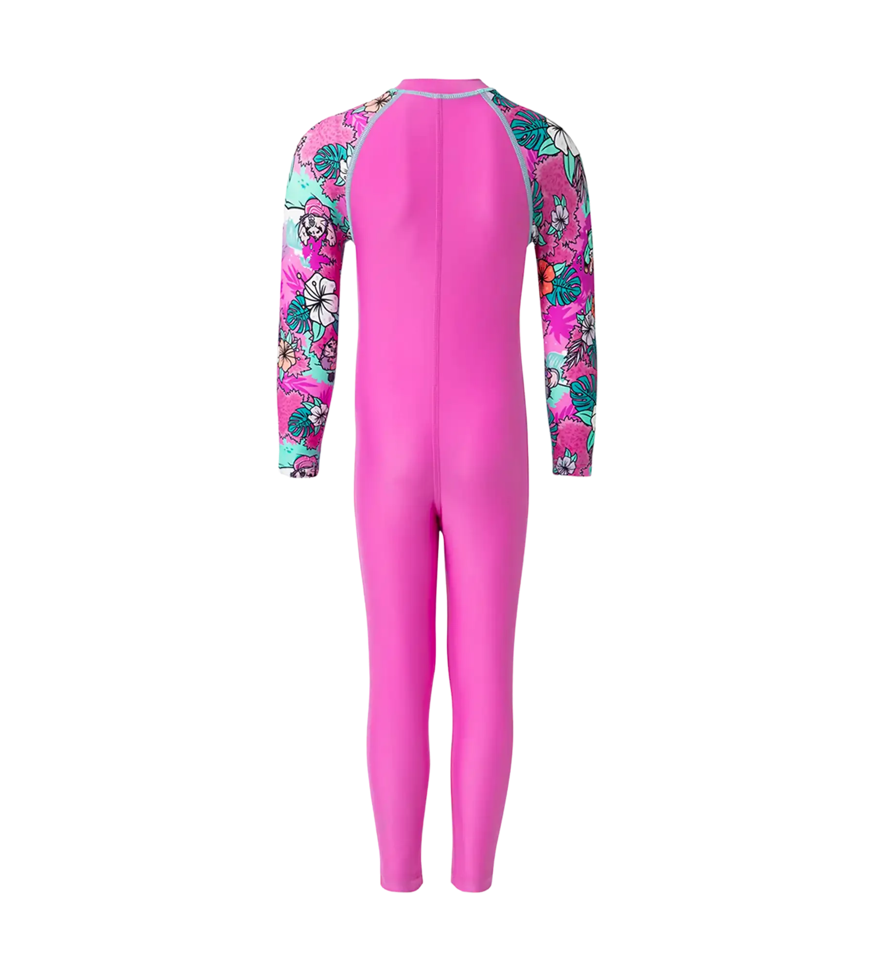Tots Endura Brite Block Printed All In One Full Body Suit For Boys and Girls - Neon Violet. Diva & Arctic Glass - Image 4