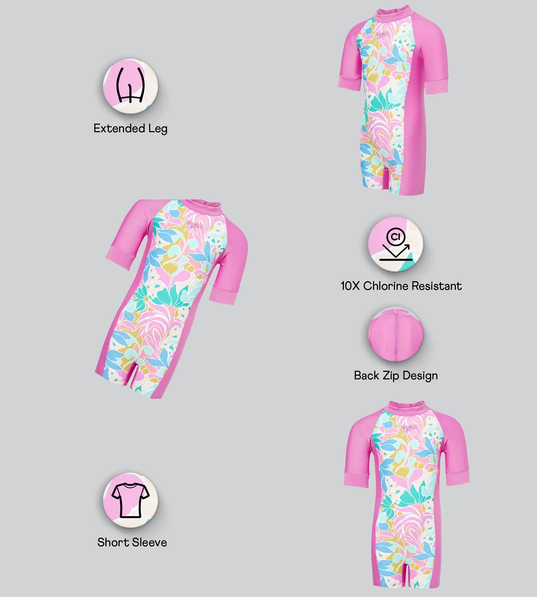 Tots Unisex Endurabrite Printed Essential Legsuit For Boys and Girls - Neon Violet & Marine Teal - Image 2