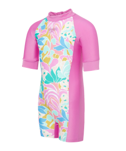 Tots Unisex Endurabrite Printed Essential Legsuit For Boys and Girls - Neon Violet & Marine Teal