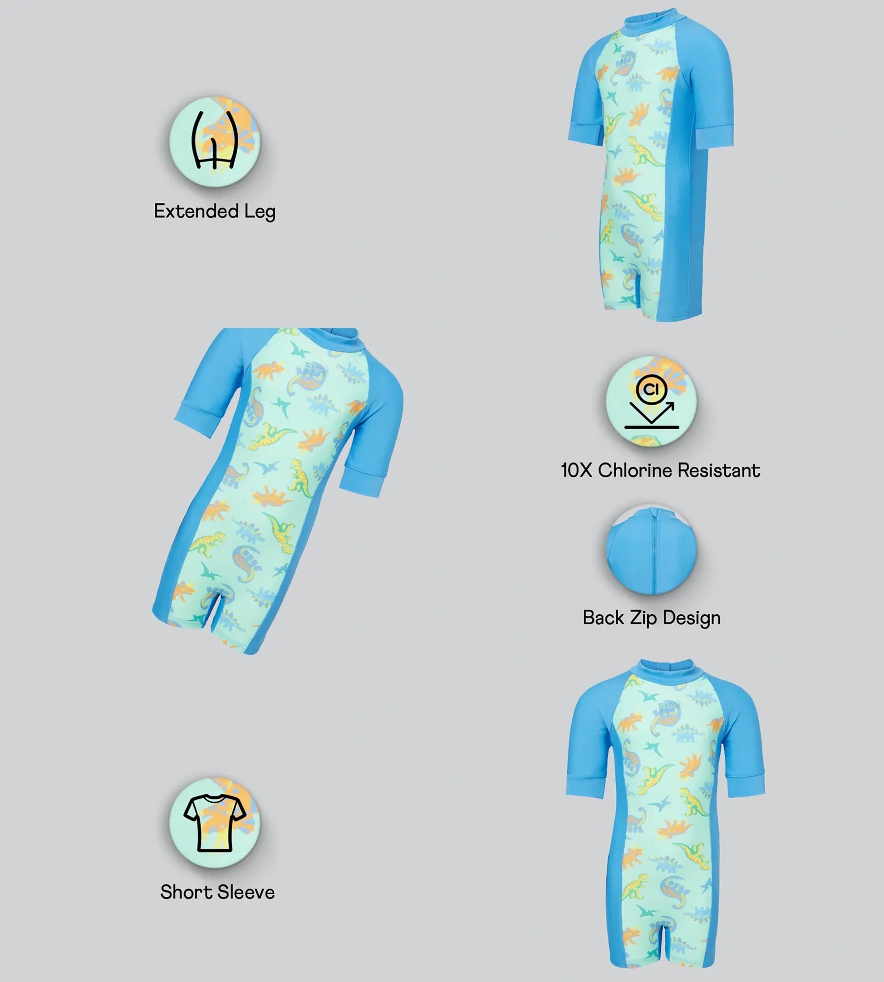 Tots Unisex Endurance10 Printed Essential Legsuit For Boys and Girls - Fish Tank & Periwinkle Blue - Image 2