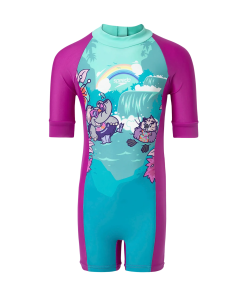 Girl's Endurance10 Essential All In One Legsuit - Diva. Neon Violet & Arctic Glass
