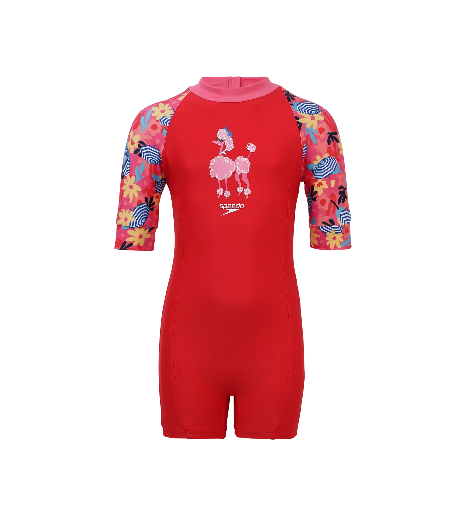 Girls Endurance 10 Essential All In One Suit For Tots (Age Range 2-8 Years) - Risk Red & Summer Yellow - Image 3