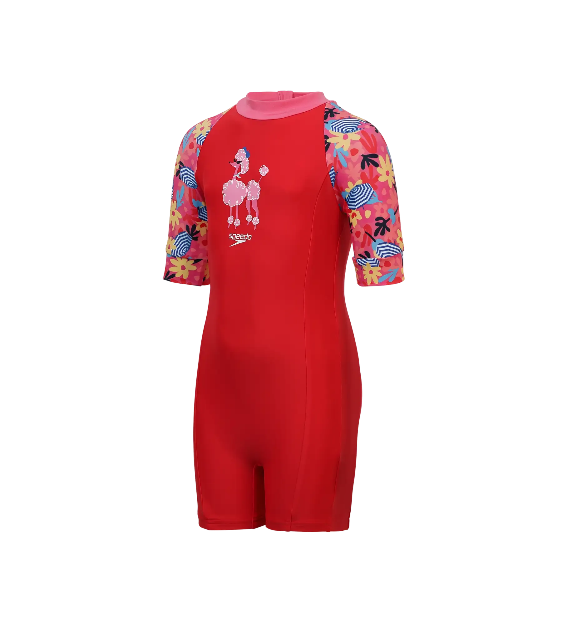 Girls Endurance 10 Essential All In One Suit For Tots (Age Range 2-8 Years) - Risk Red & Summer Yellow - Image 2