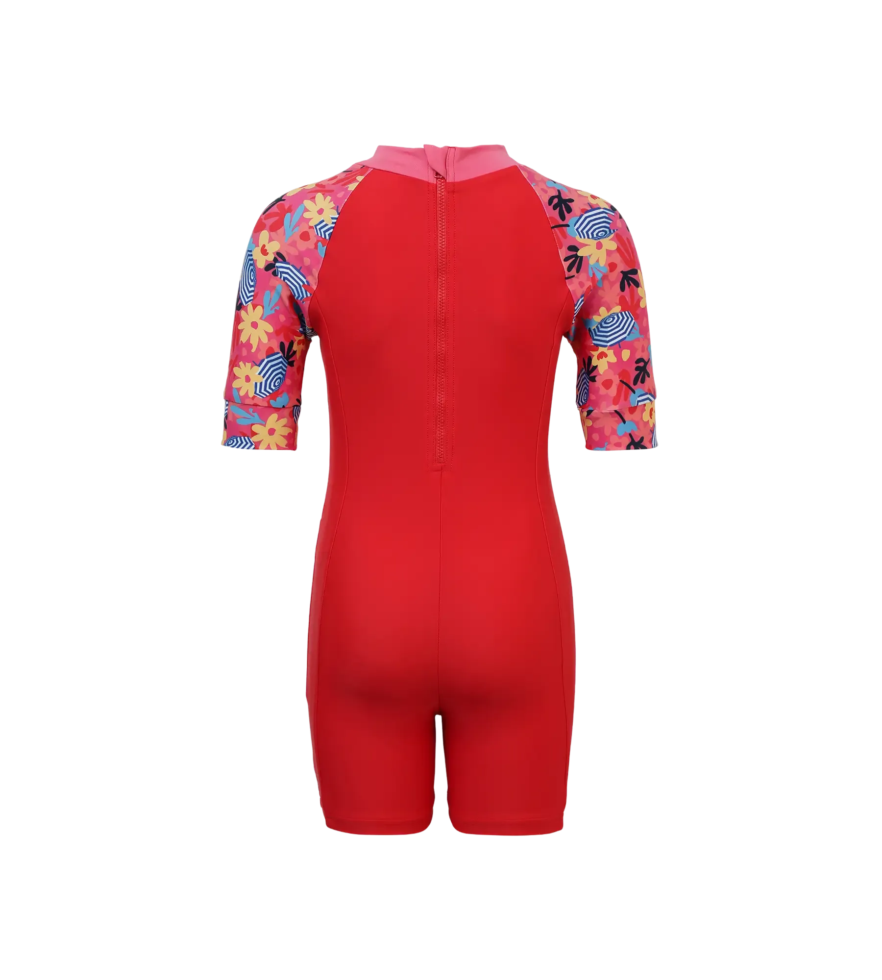 Girls Endurance 10 Essential All In One Suit For Tots (Age Range 2-8 Years) - Risk Red & Summer Yellow - Image 4