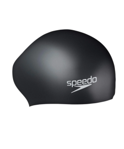 Women's Long Hair Silicone Swim Caps -Black