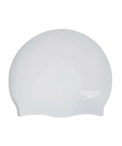 Women's Long Hair Silicone Swim Caps - Silver & White