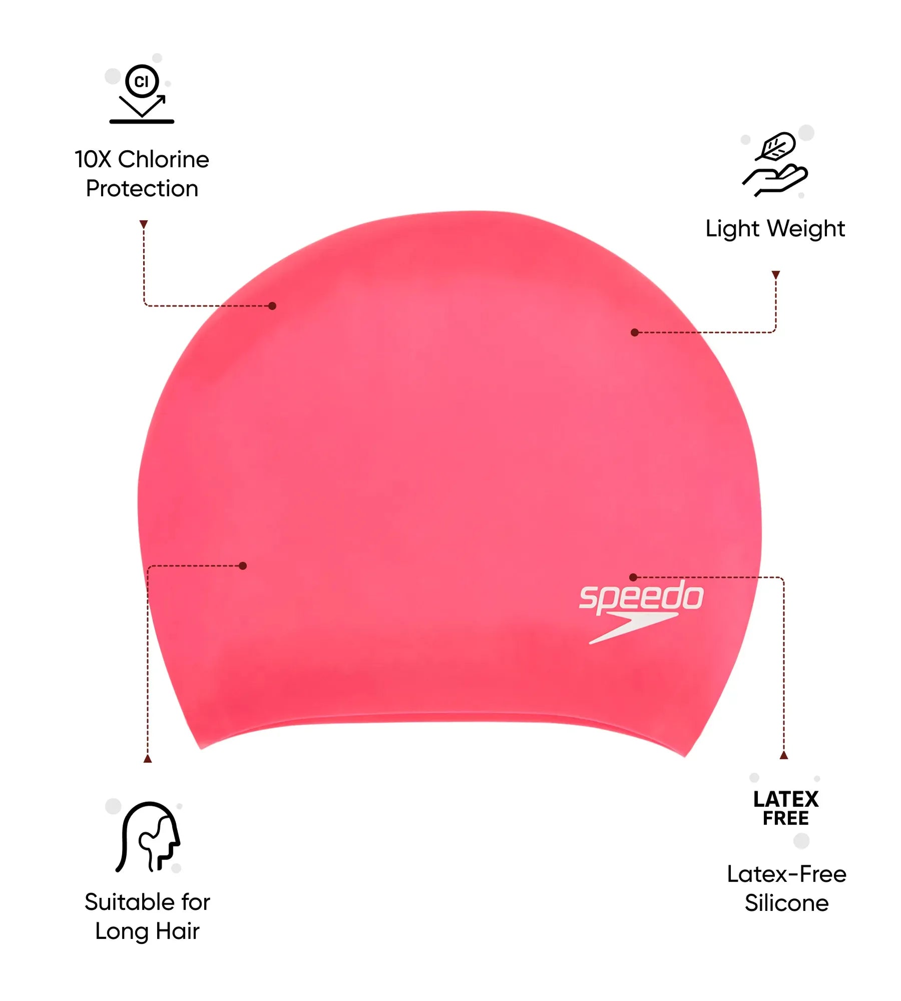 Women's Long Hair Silicone Swim Caps - Ecstatic - Image 2